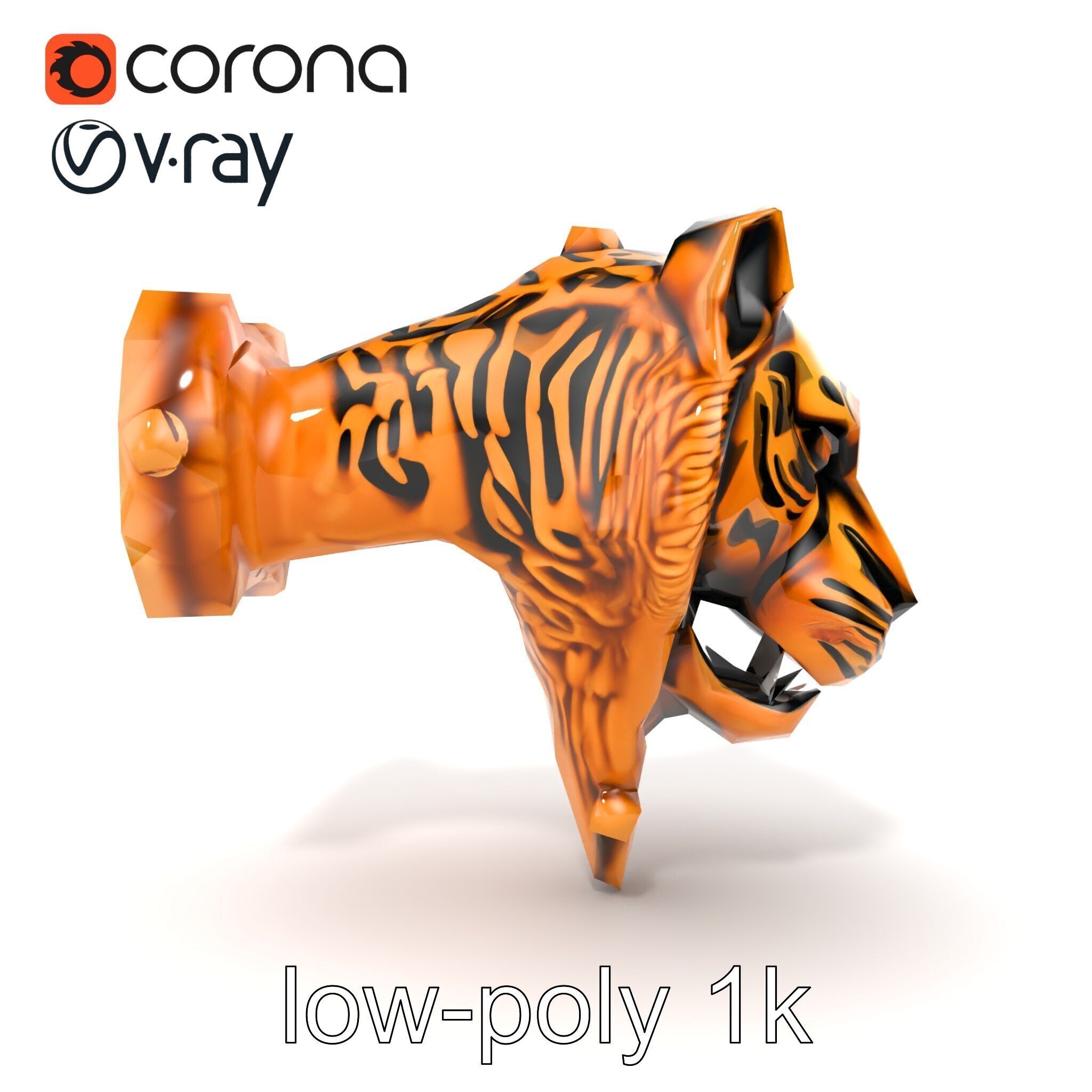 Bronze Tiger Head Door Handle model pack Low-poly 3D model_27