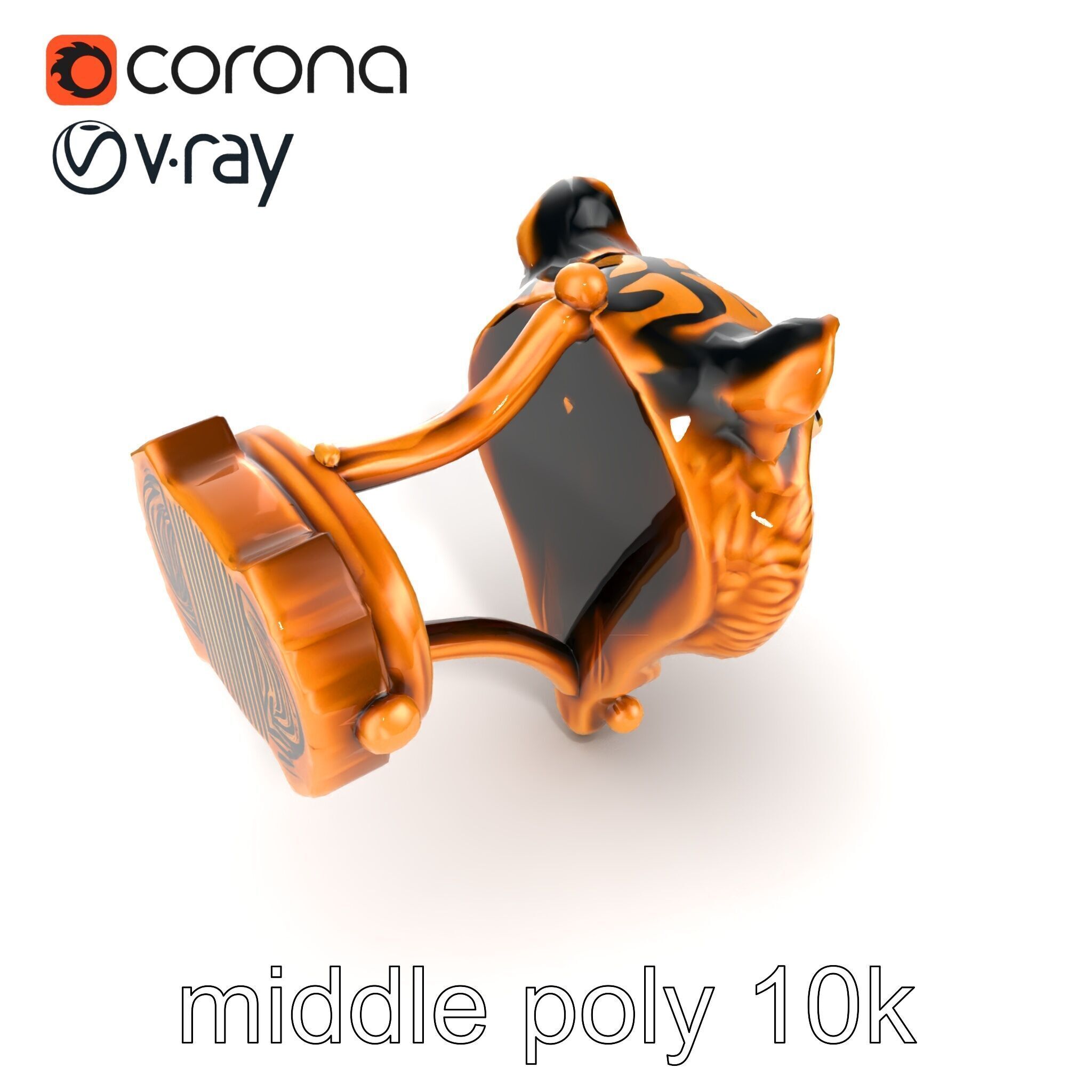 Bronze Tiger Head Door Handle model pack Low-poly 3D model_28