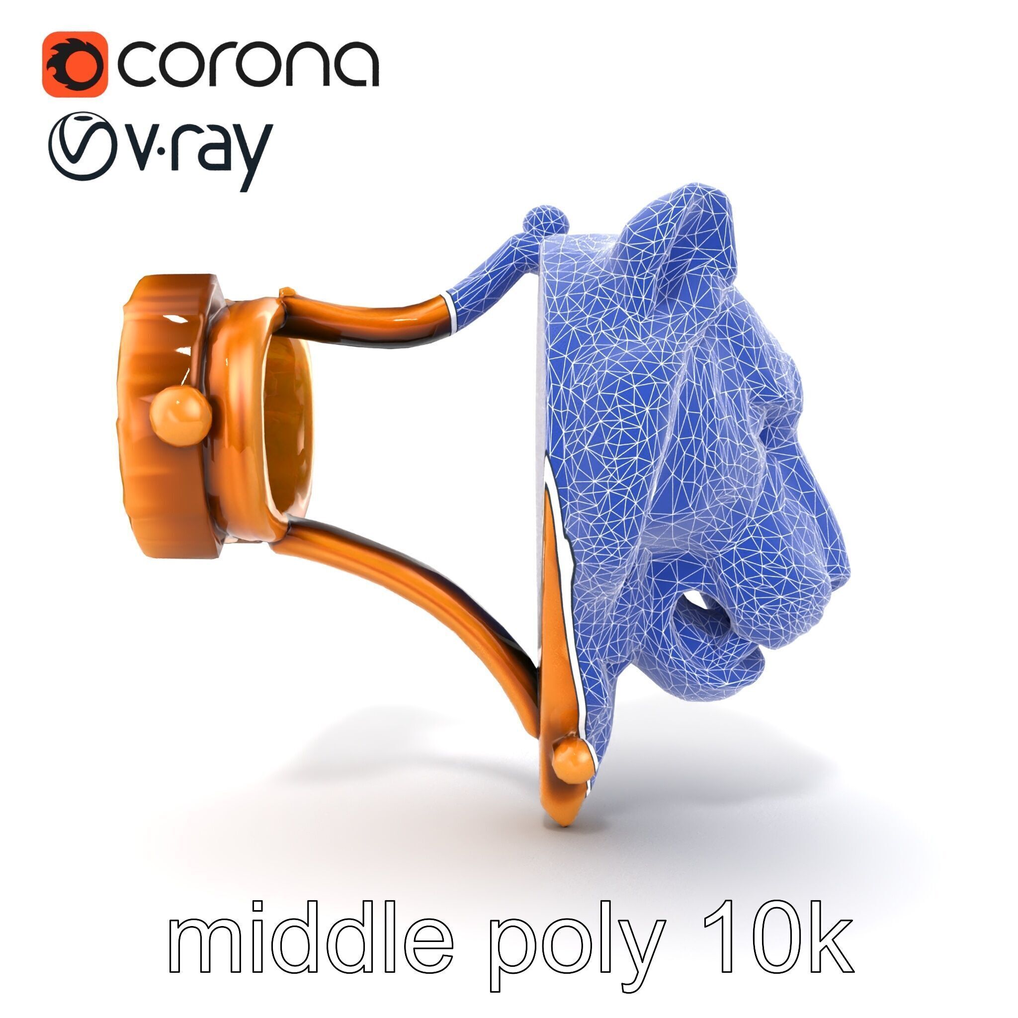 Bronze Tiger Head Door Handle model pack Low-poly 3D model_18