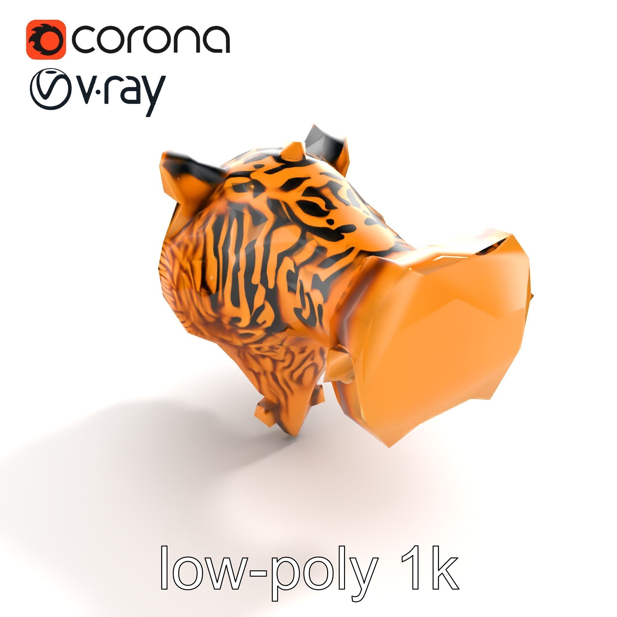 Bronze Tiger Head Door Handle model pack Low-poly 3D model_9