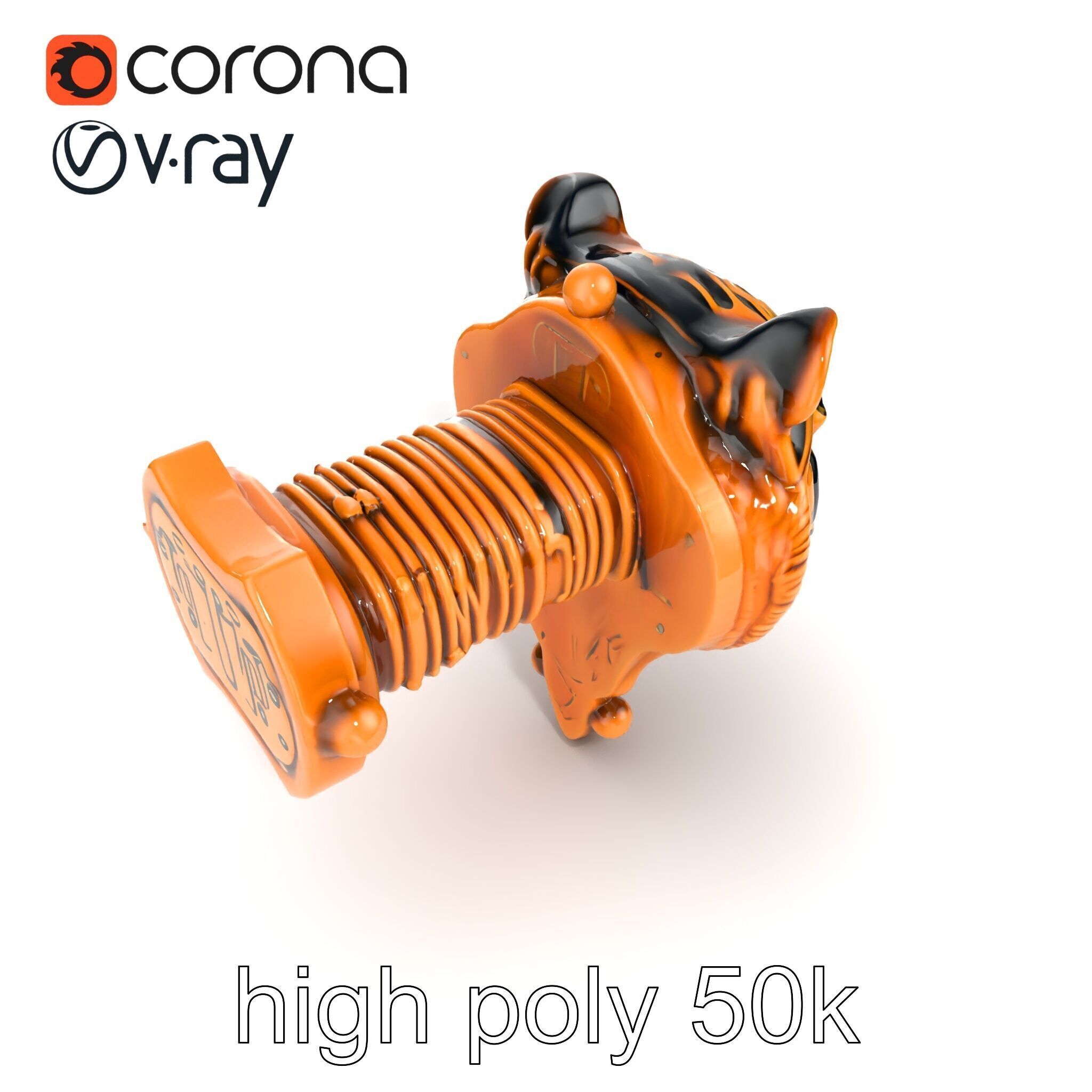 Bronze Tiger Head Door Handle model pack Low-poly 3D model_15