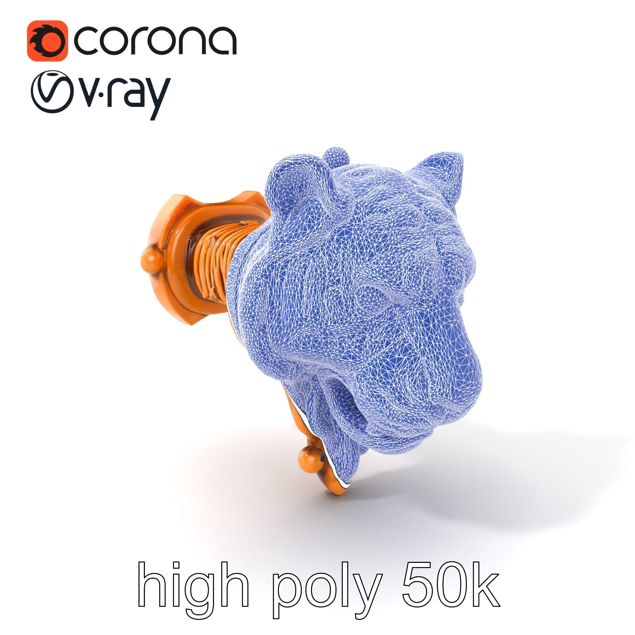 Bronze Tiger Head Door Handle model pack Low-poly 3D model_10