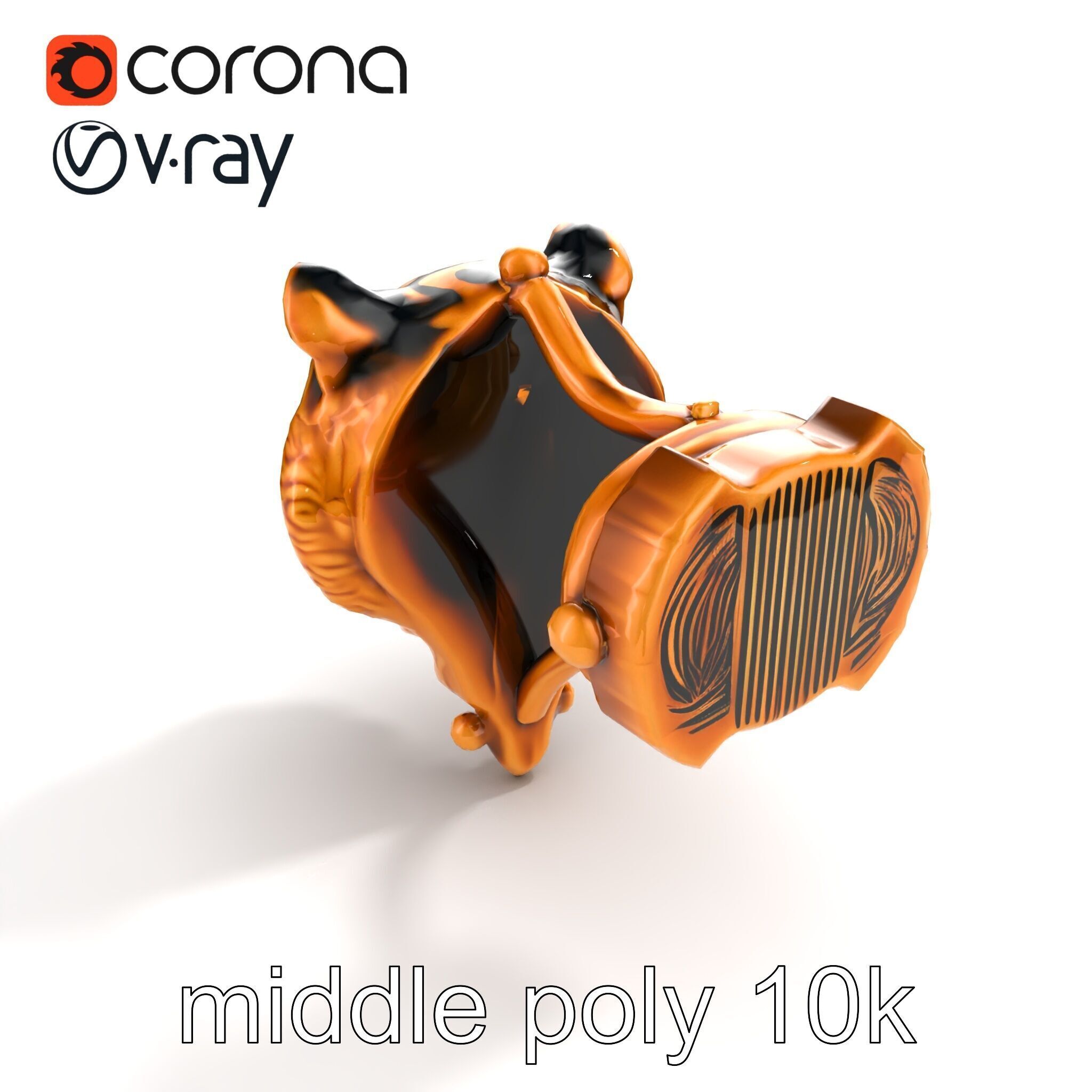 Bronze Tiger Head Door Handle model pack Low-poly 3D model_8