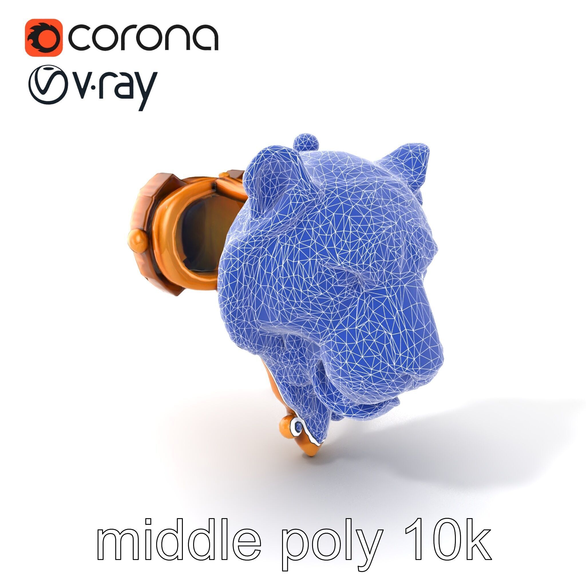 Bronze Tiger Head Door Handle model pack Low-poly 3D model_6