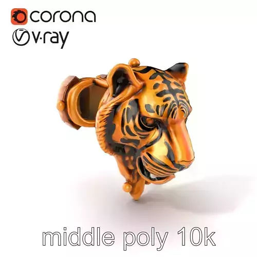 Bronze Tiger Head Door Handle model pack