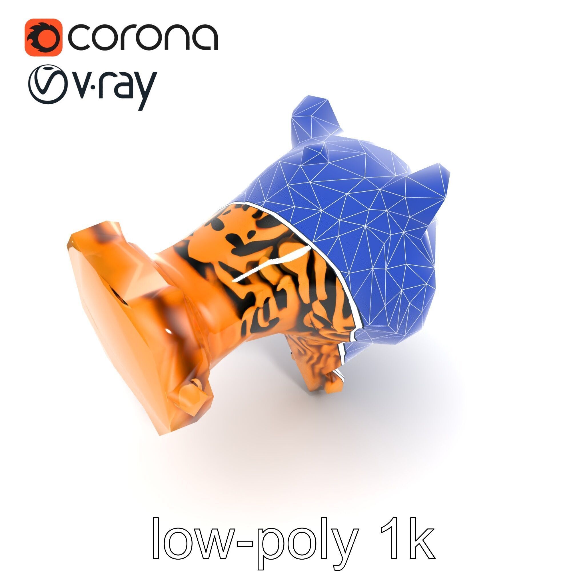 Bronze Tiger Head Door Handle model pack Low-poly 3D model_14