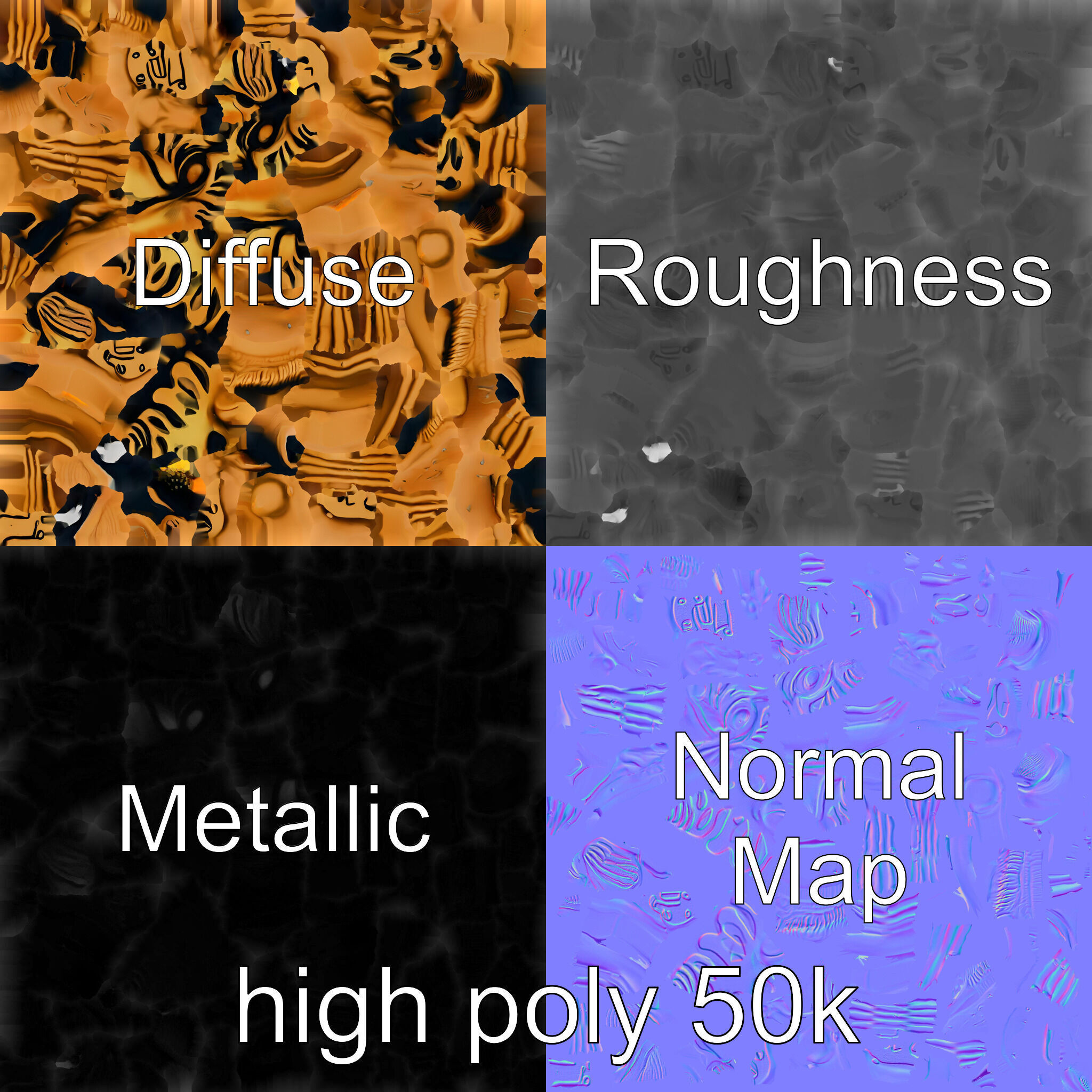 Bronze Tiger Head Door Handle model pack Low-poly 3D model_3