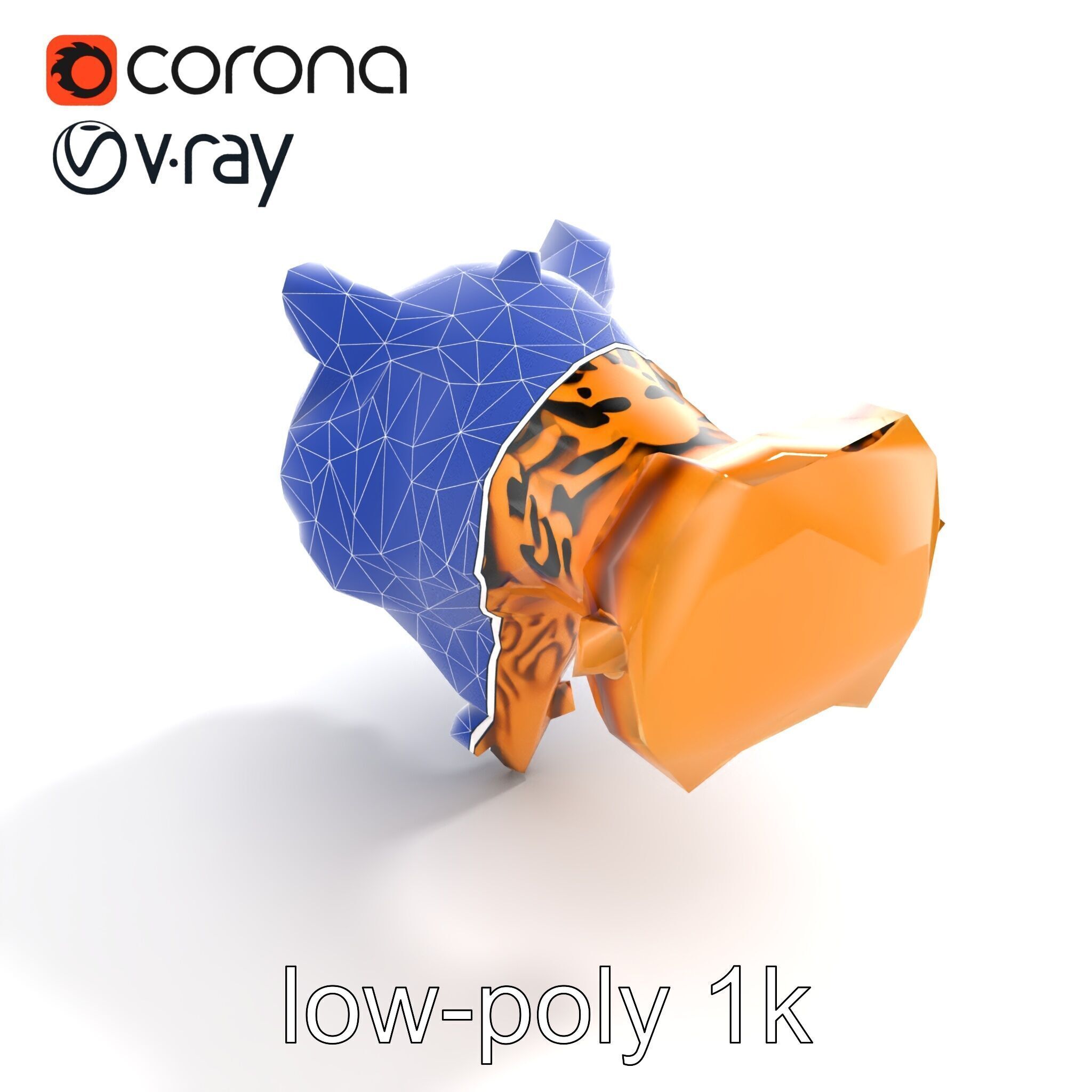 Bronze Tiger Head Door Handle model pack Low-poly 3D model_29