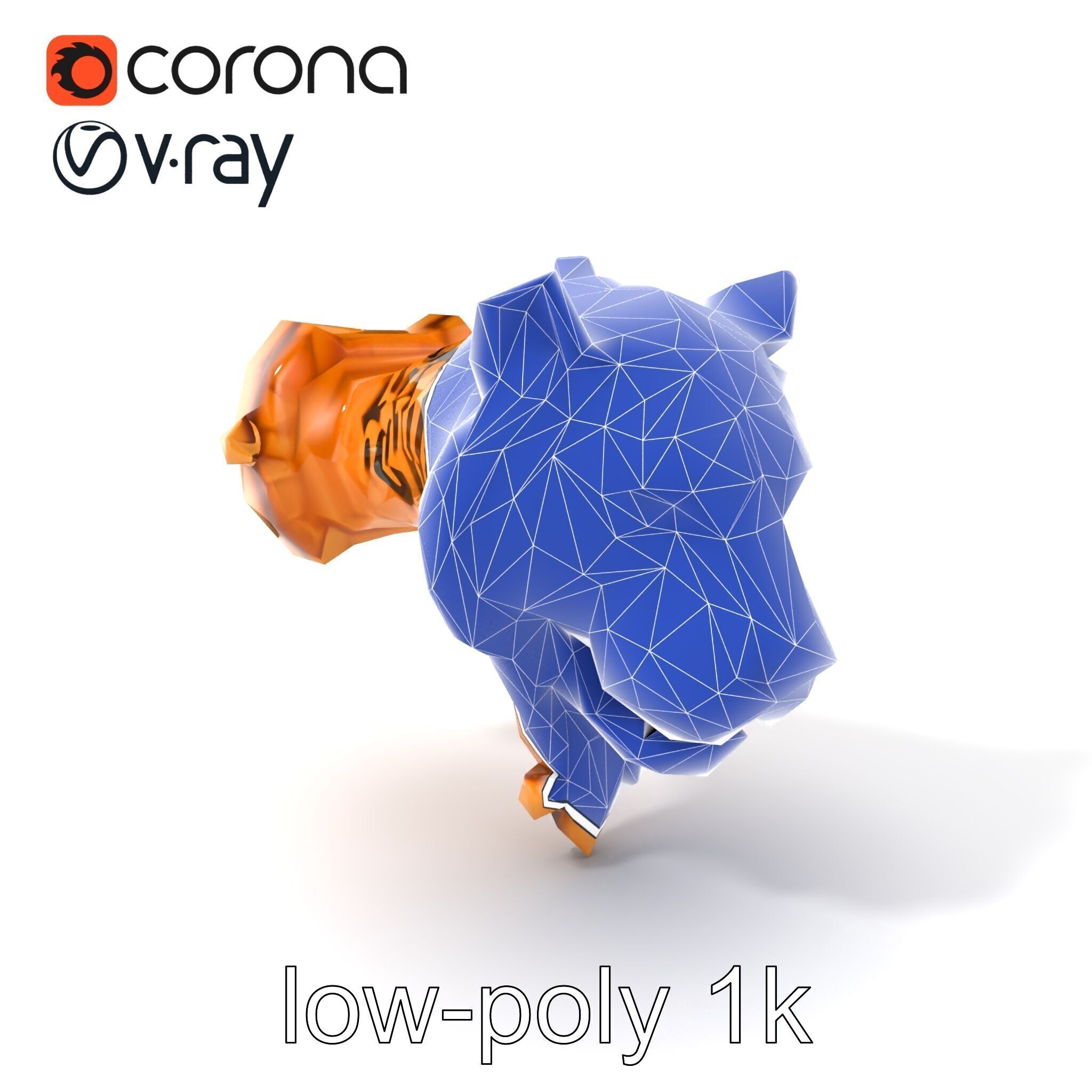 Bronze Tiger Head Door Handle model pack Low-poly 3D model_7