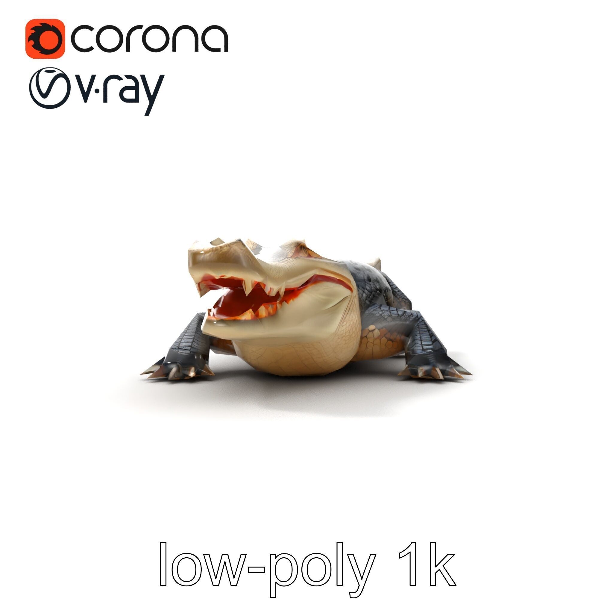 Saltwater Crocodile Realistic Model Pack Low-poly 3D model_14