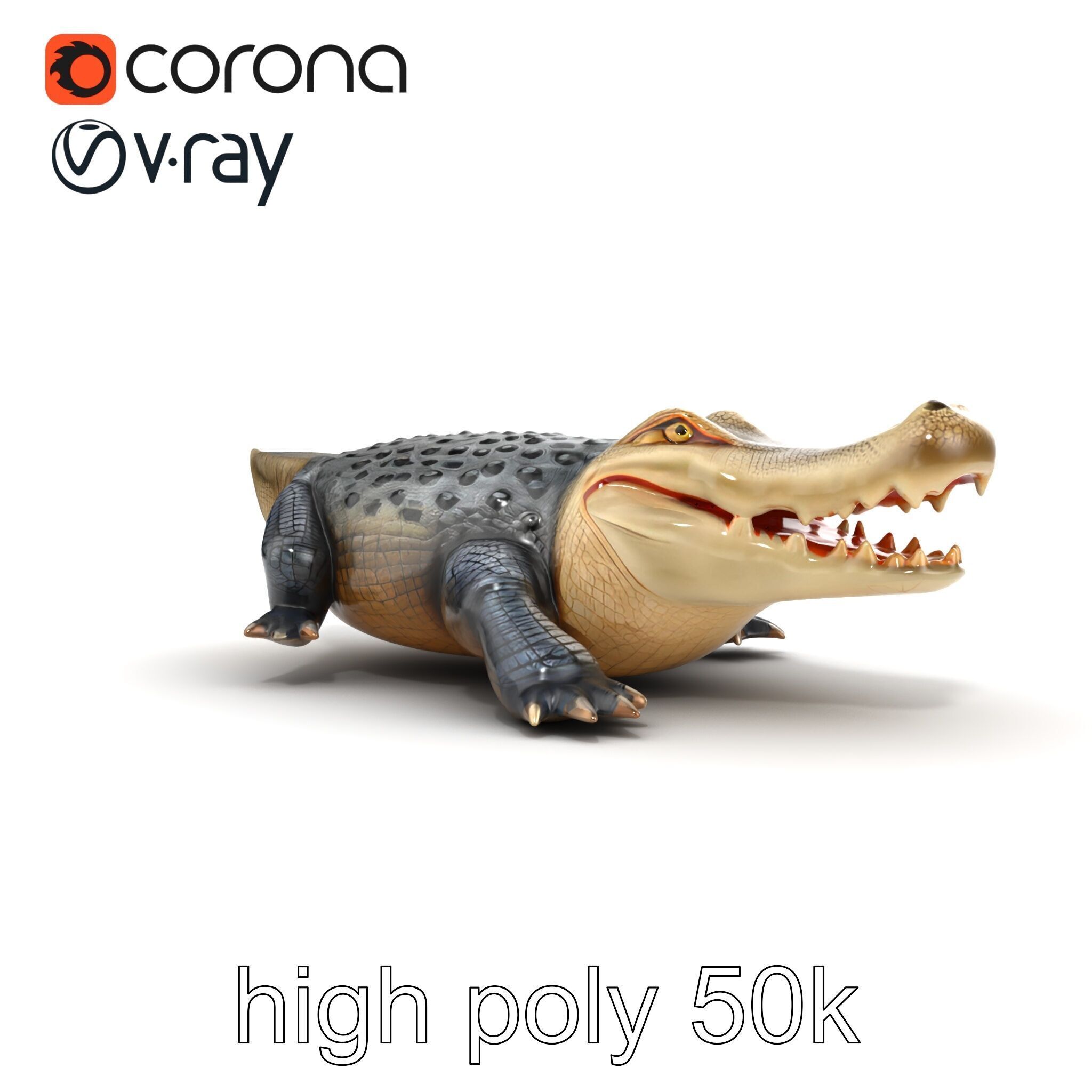 Saltwater Crocodile Realistic Model Pack Low-poly 3D model_28