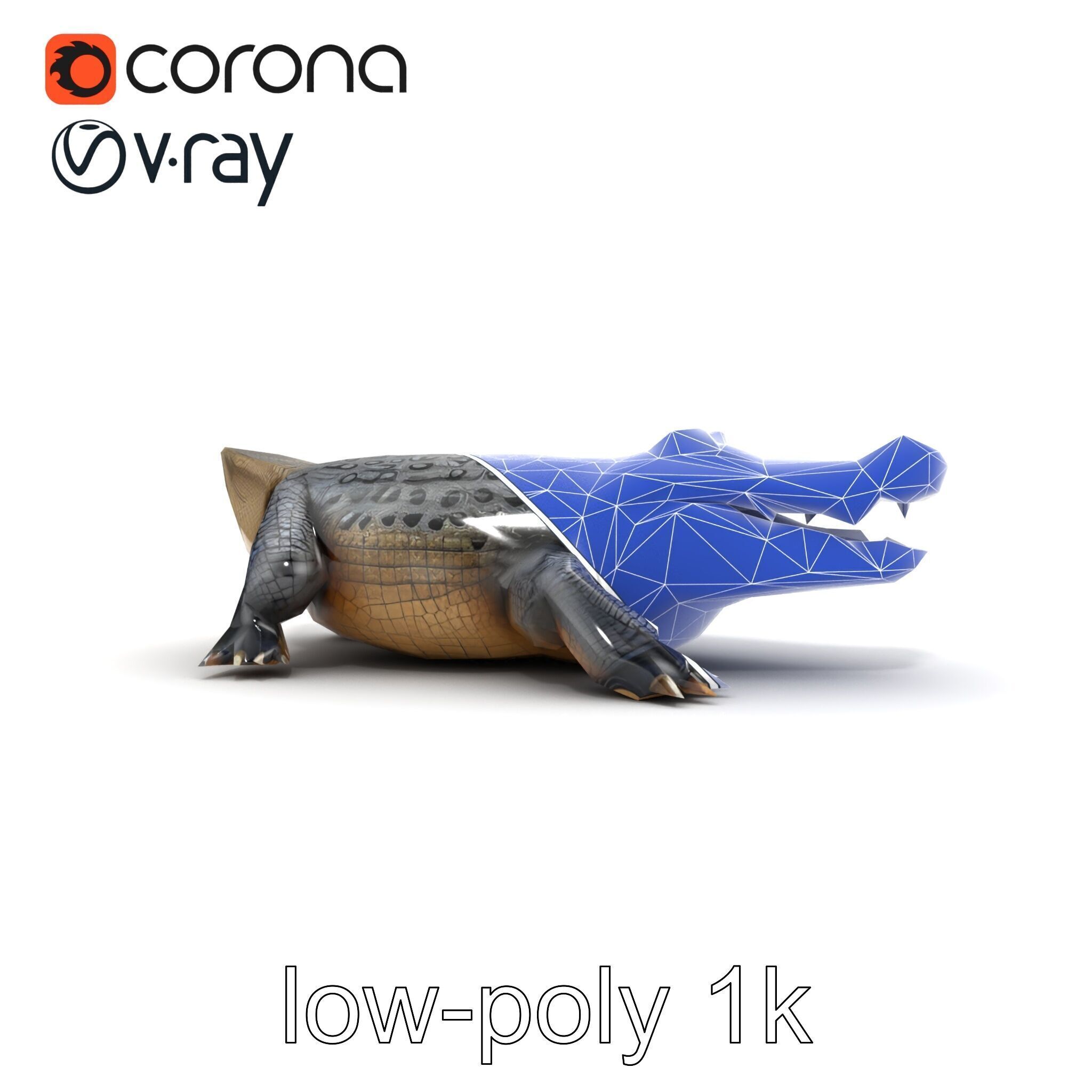 Saltwater Crocodile Realistic Model Pack Low-poly 3D model_16