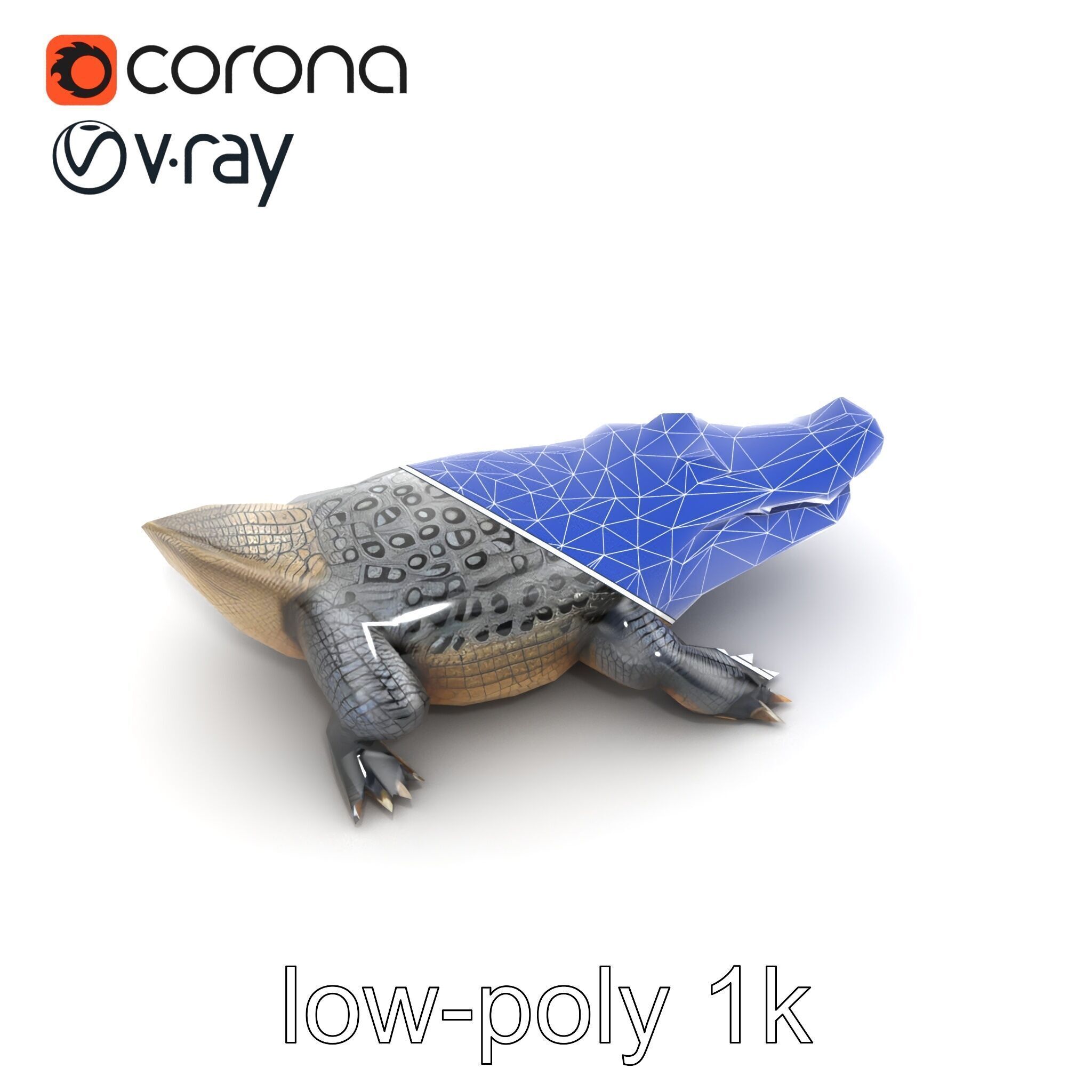 Saltwater Crocodile Realistic Model Pack Low-poly 3D model_15