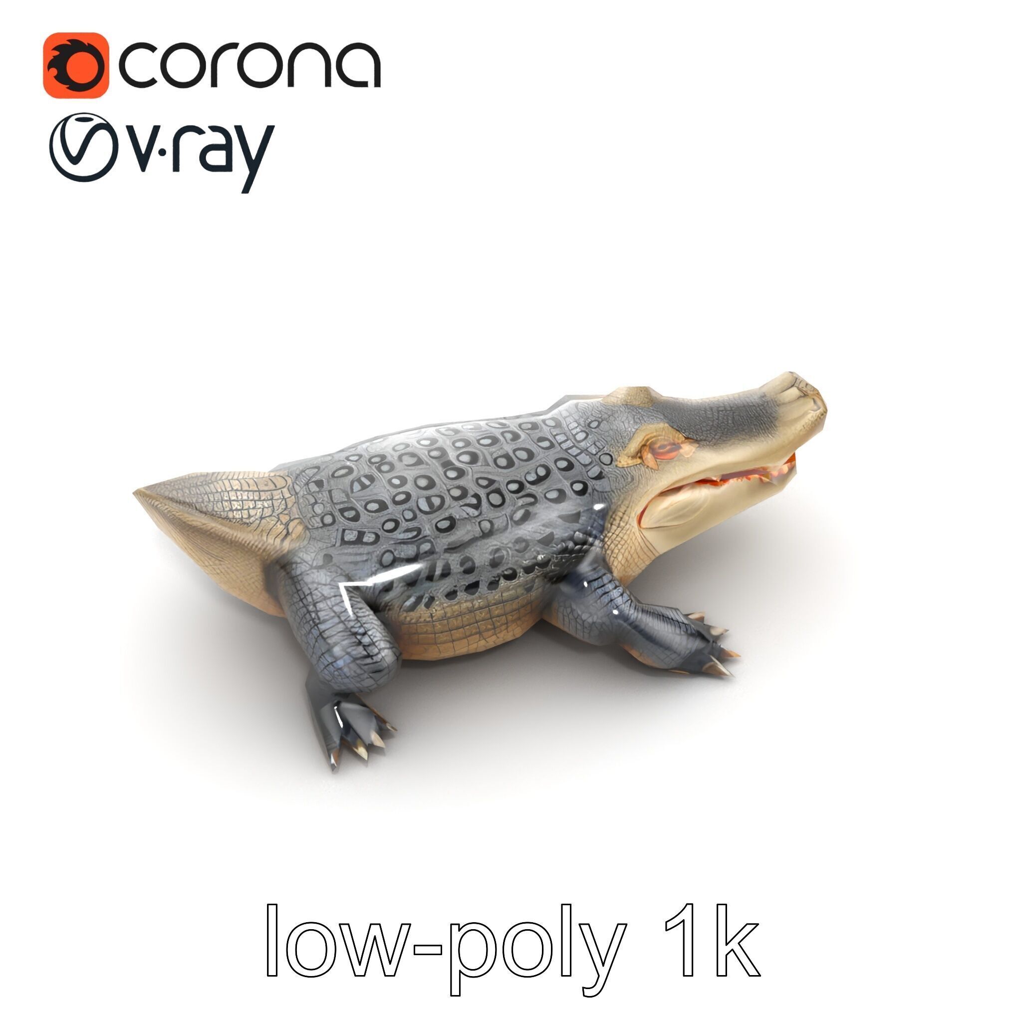 Saltwater Crocodile Realistic Model Pack Low-poly 3D model_19