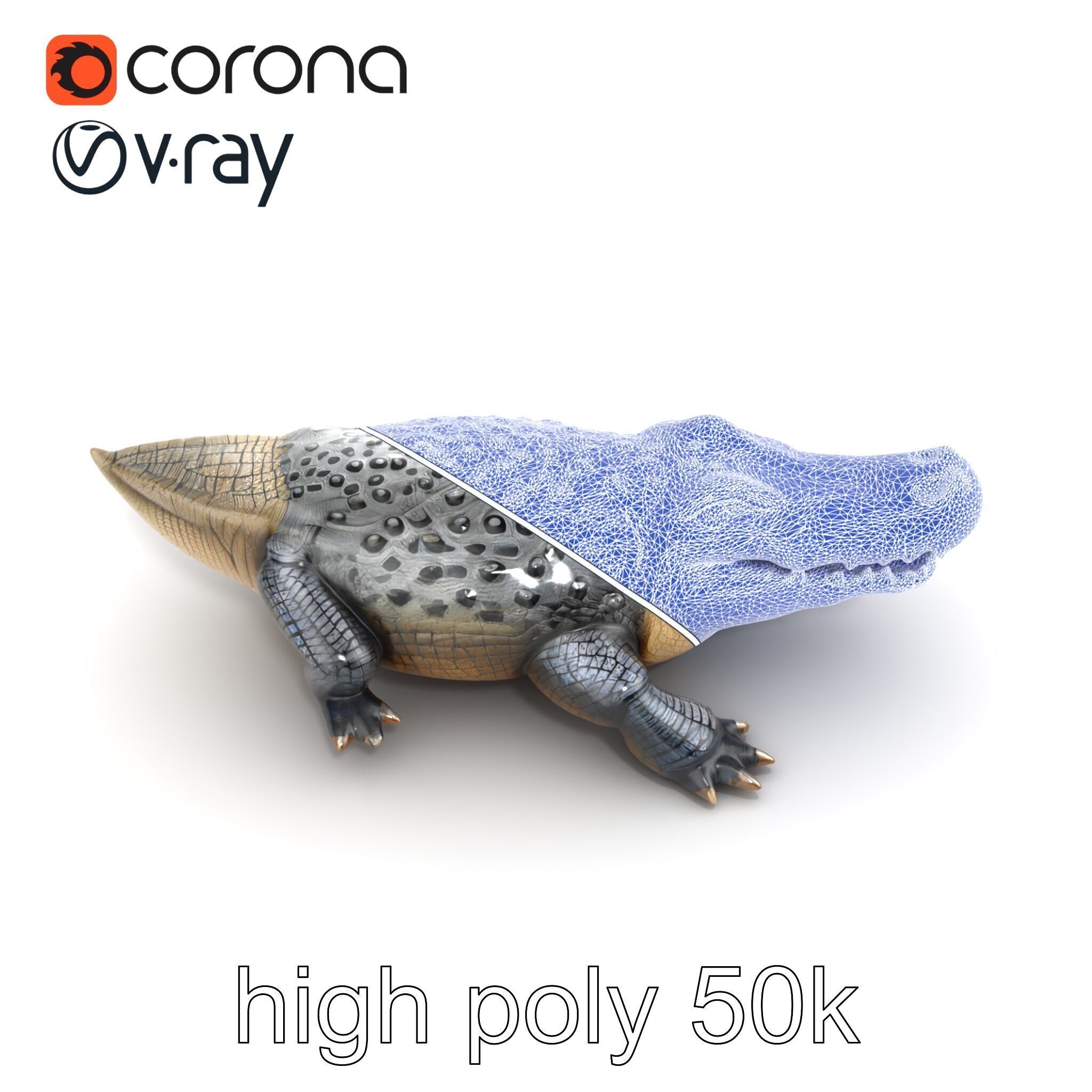 Saltwater Crocodile Realistic Model Pack Low-poly 3D model_31
