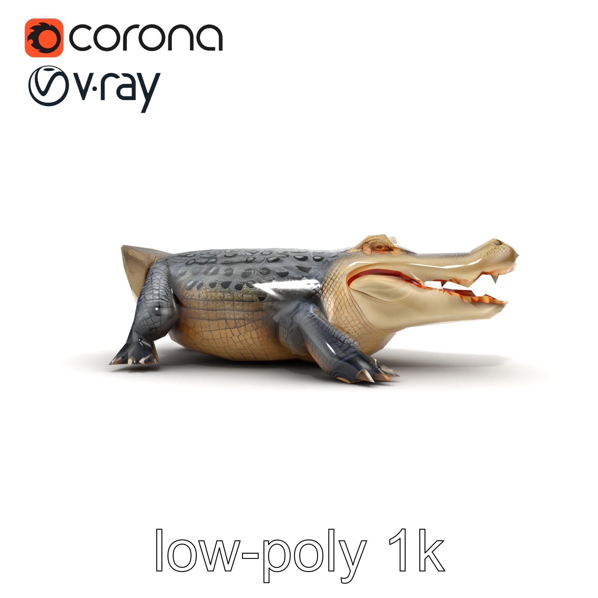 Saltwater Crocodile Realistic Model Pack Low-poly 3D model_32