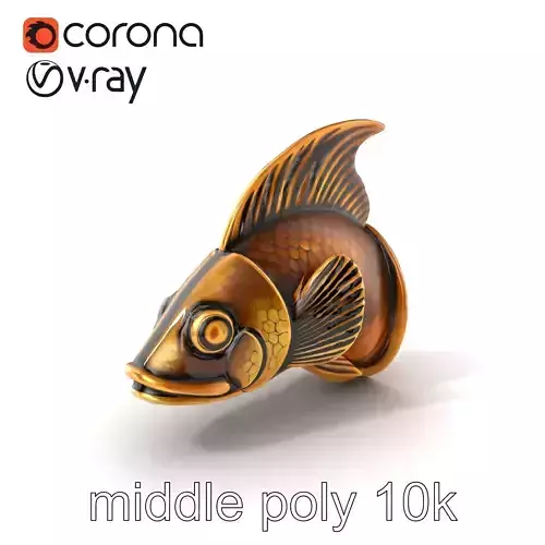 Bronze Fish Head Door Handle Sculpture model pack Low-poly 3D model