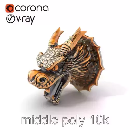 Bronze Dragon Head Door Handle Sculpture model pack