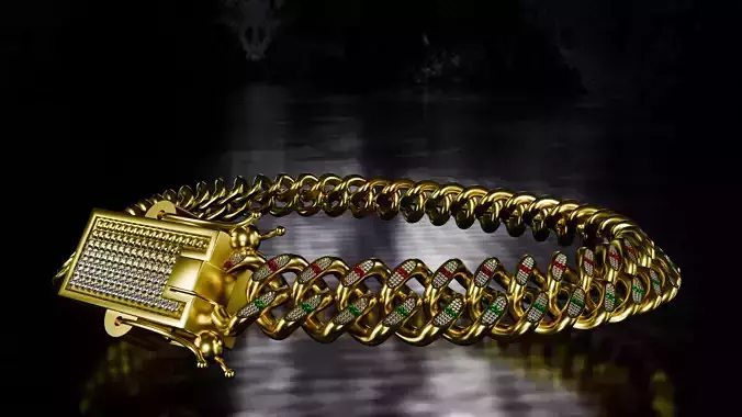 Miami Cuban Link Bracelet Multi Color Diamond