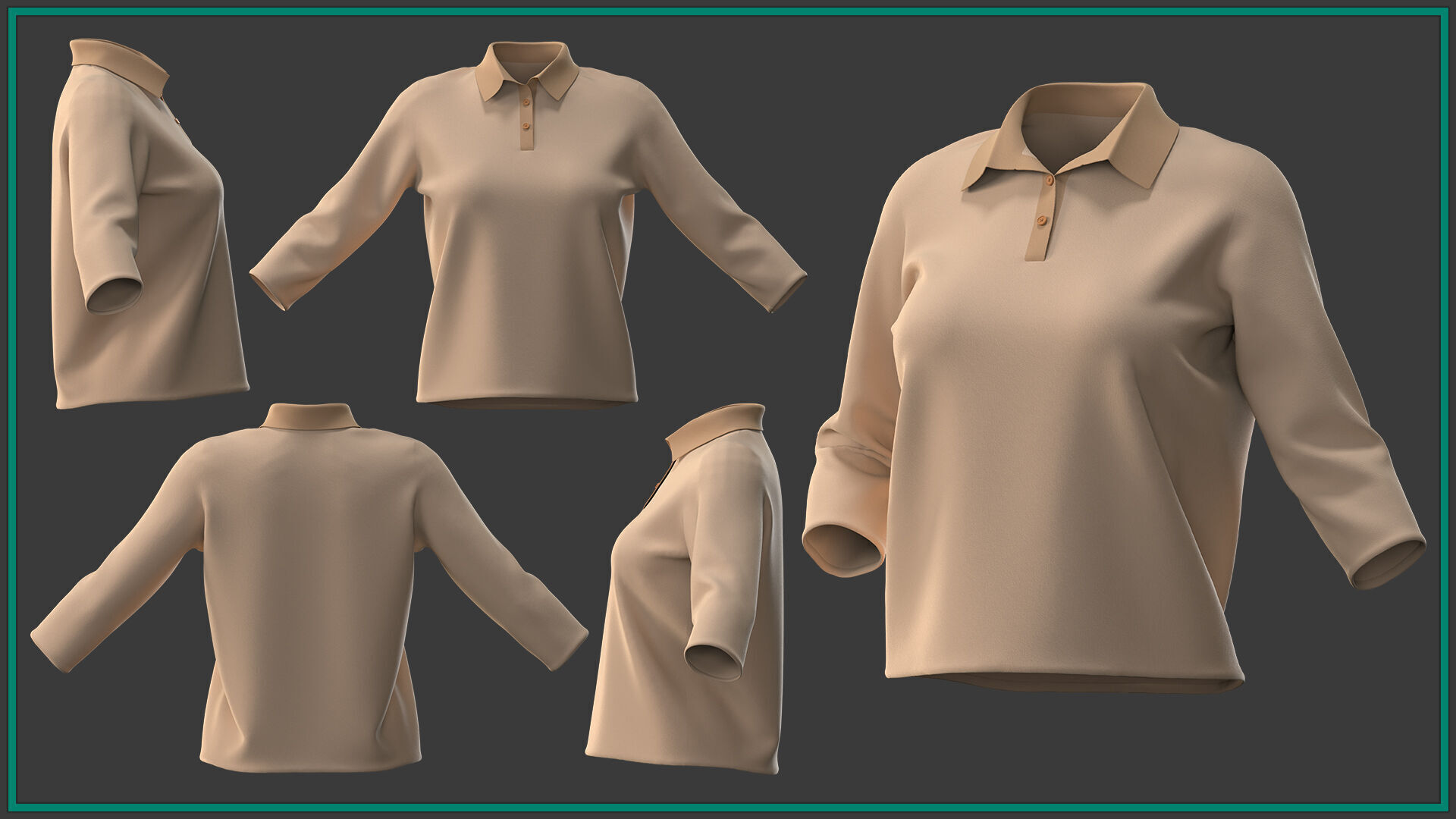 10 female T shirt 3D model_9
