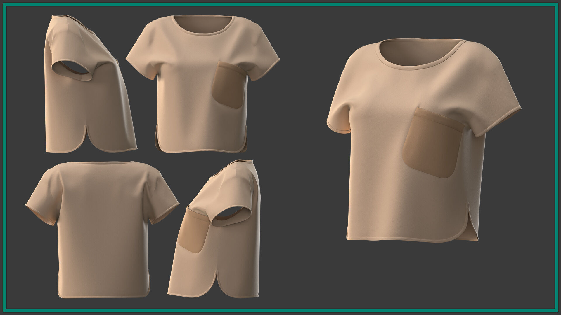 10 female T shirt 3D model_8