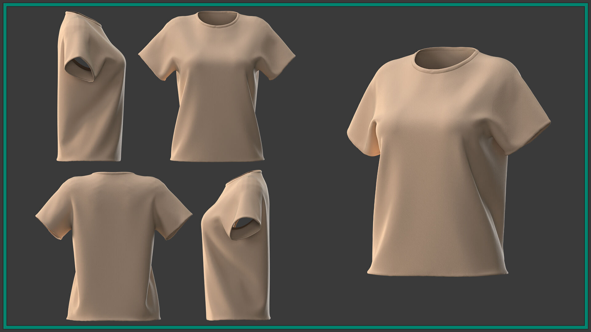10 female T shirt 3D model_1