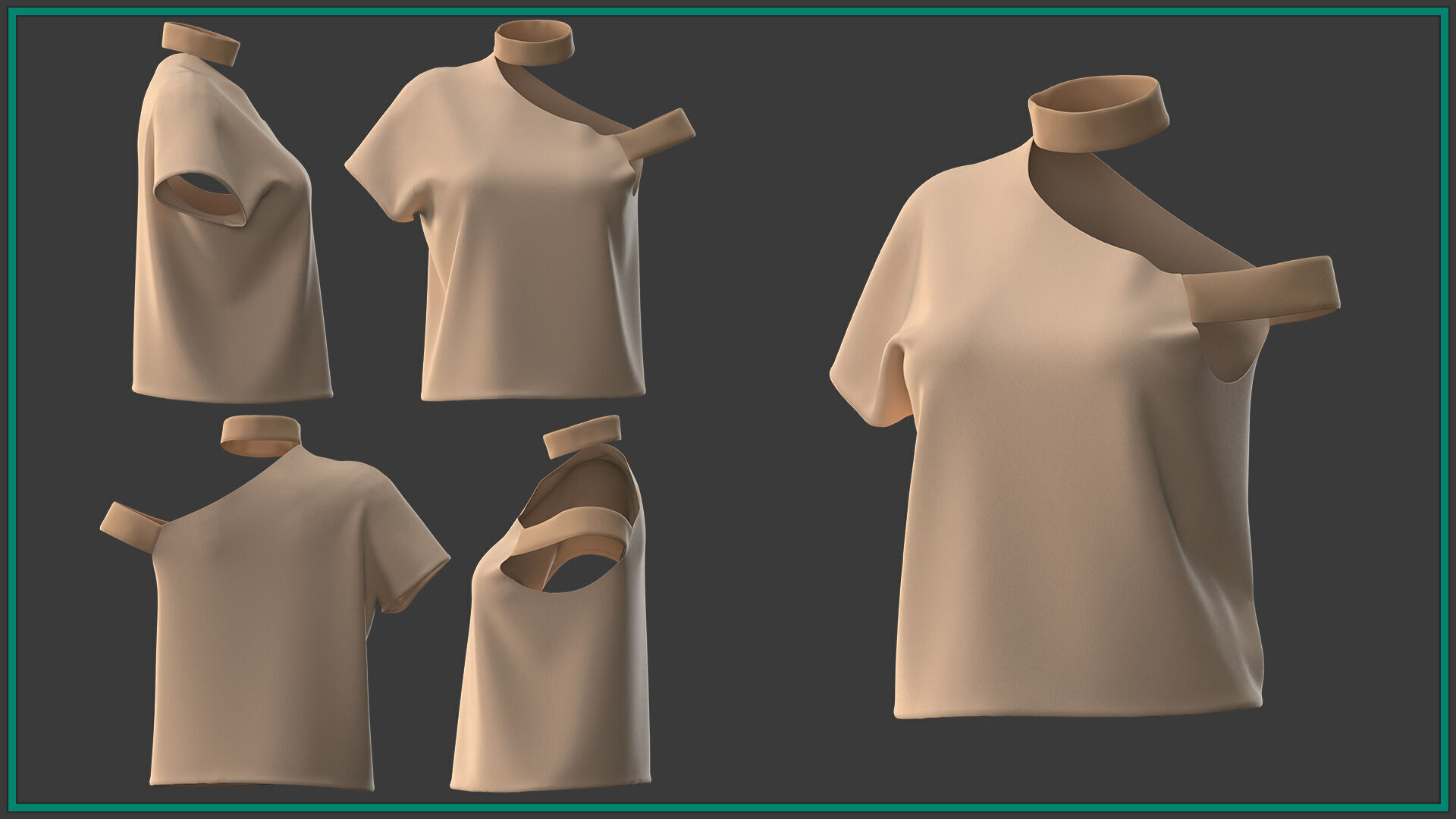 10 female T shirt 3D model_3