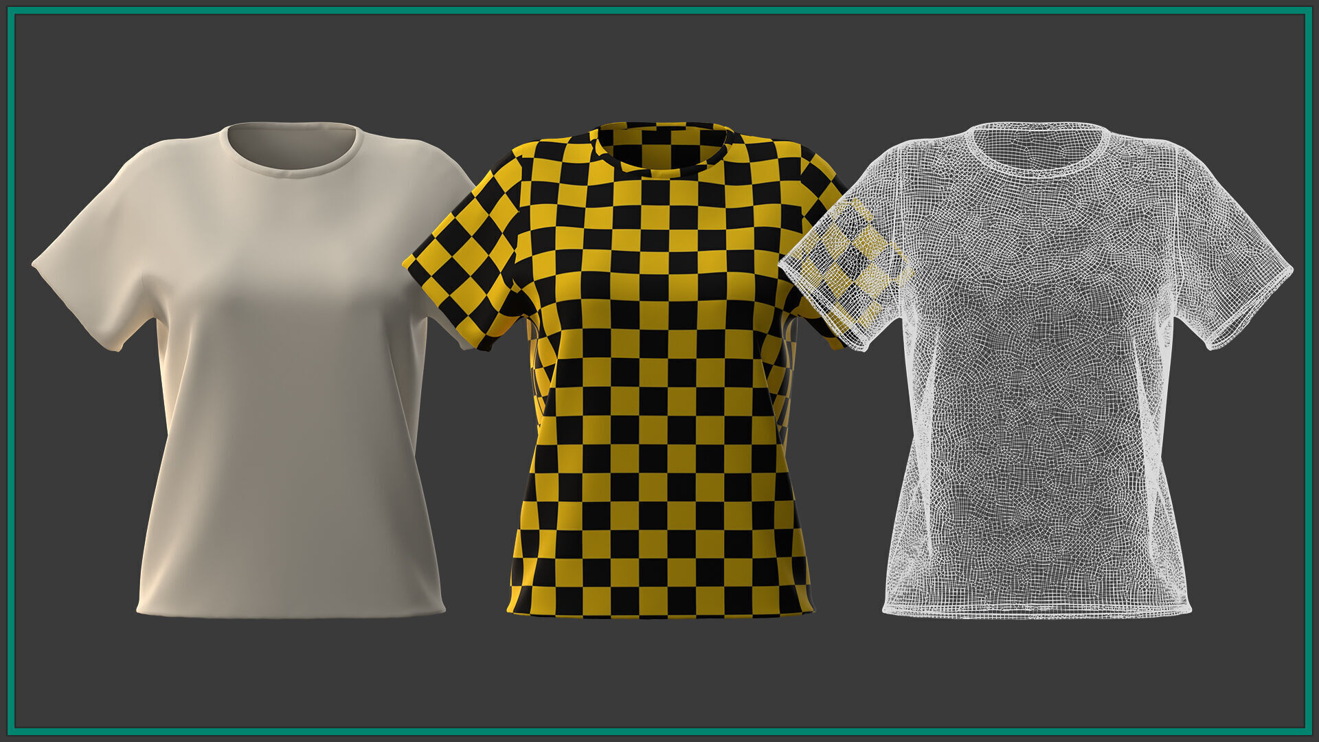 10 female T shirt 3D model_11