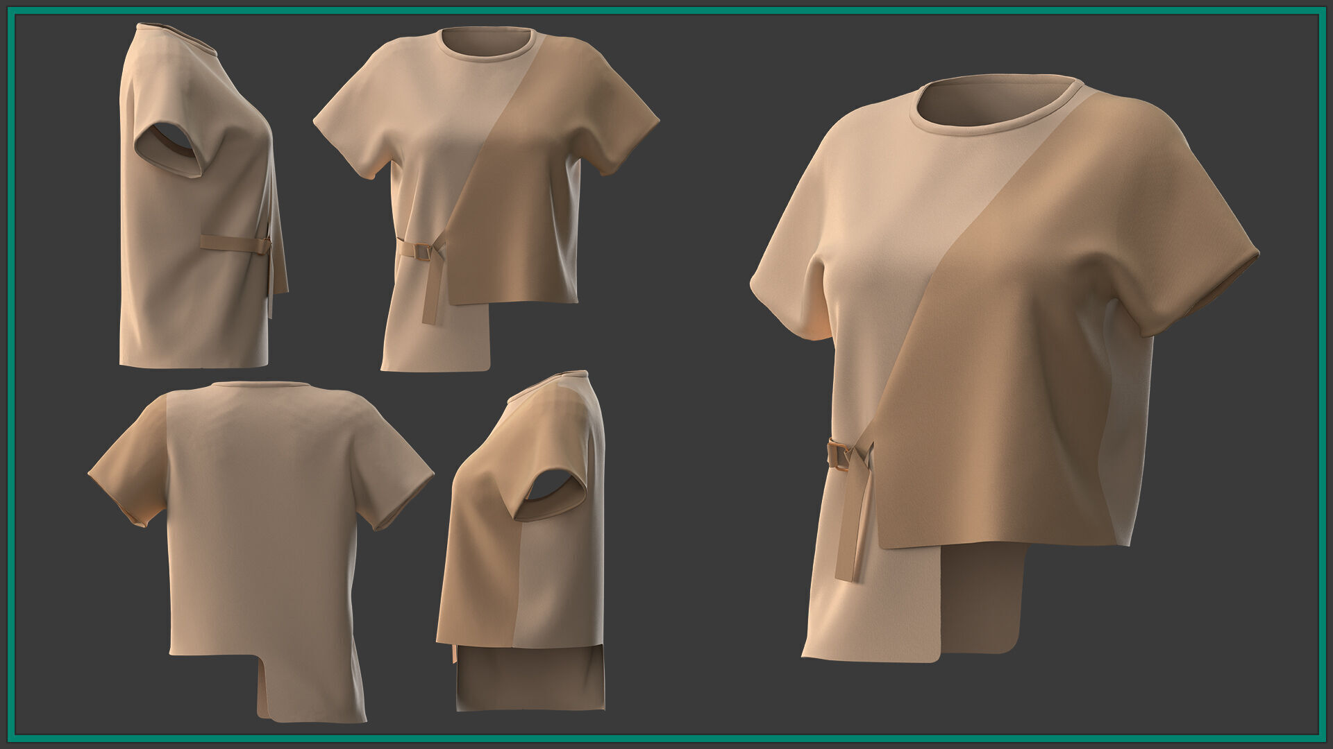 10 female T shirt 3D model_7