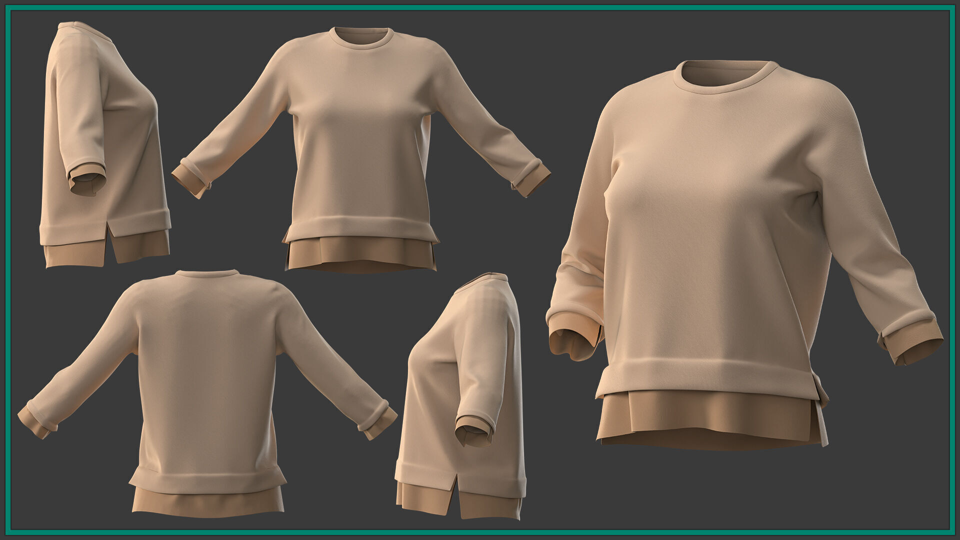 10 female T shirt 3D model_10