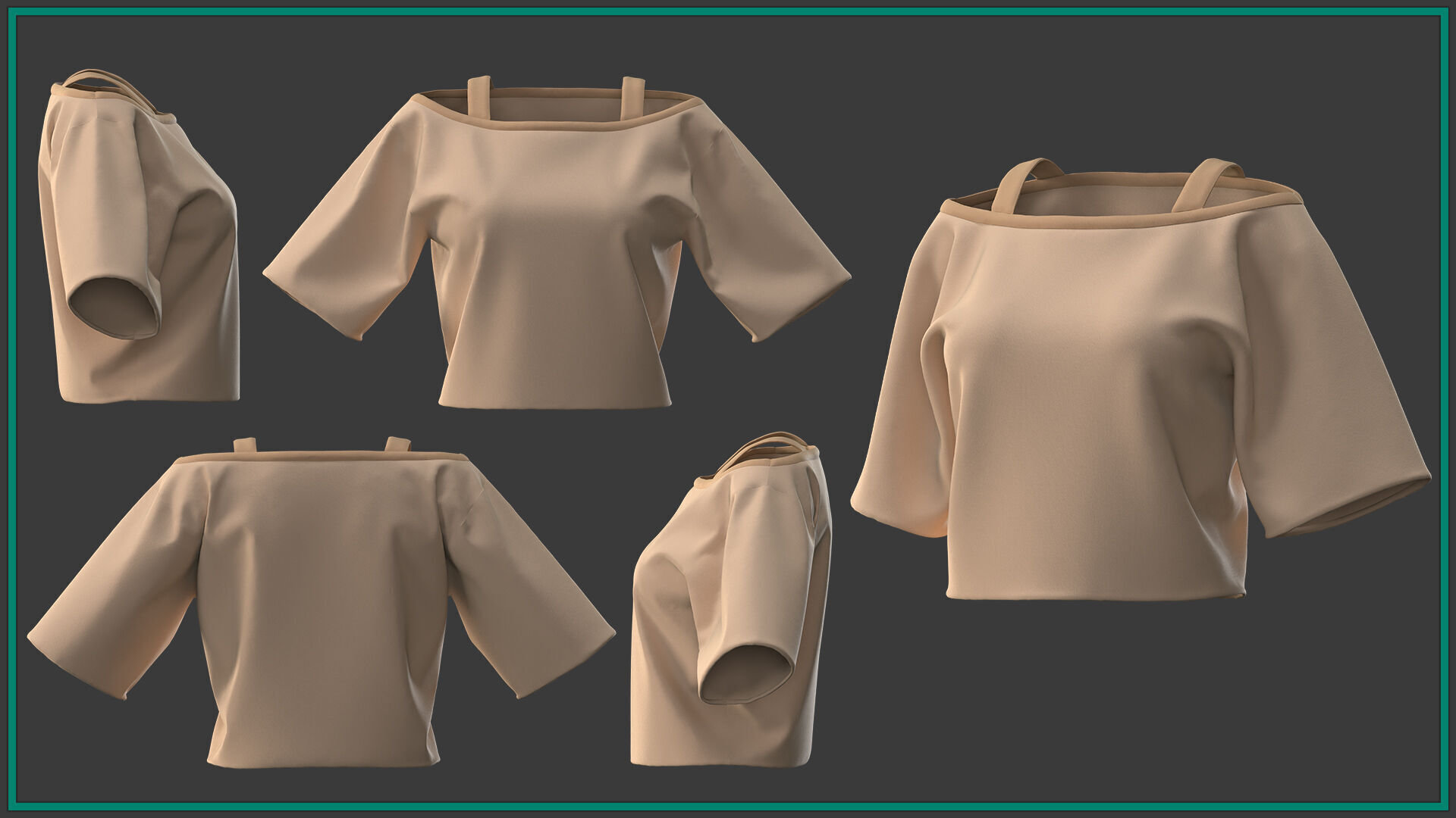 10 female T shirt 3D model_4