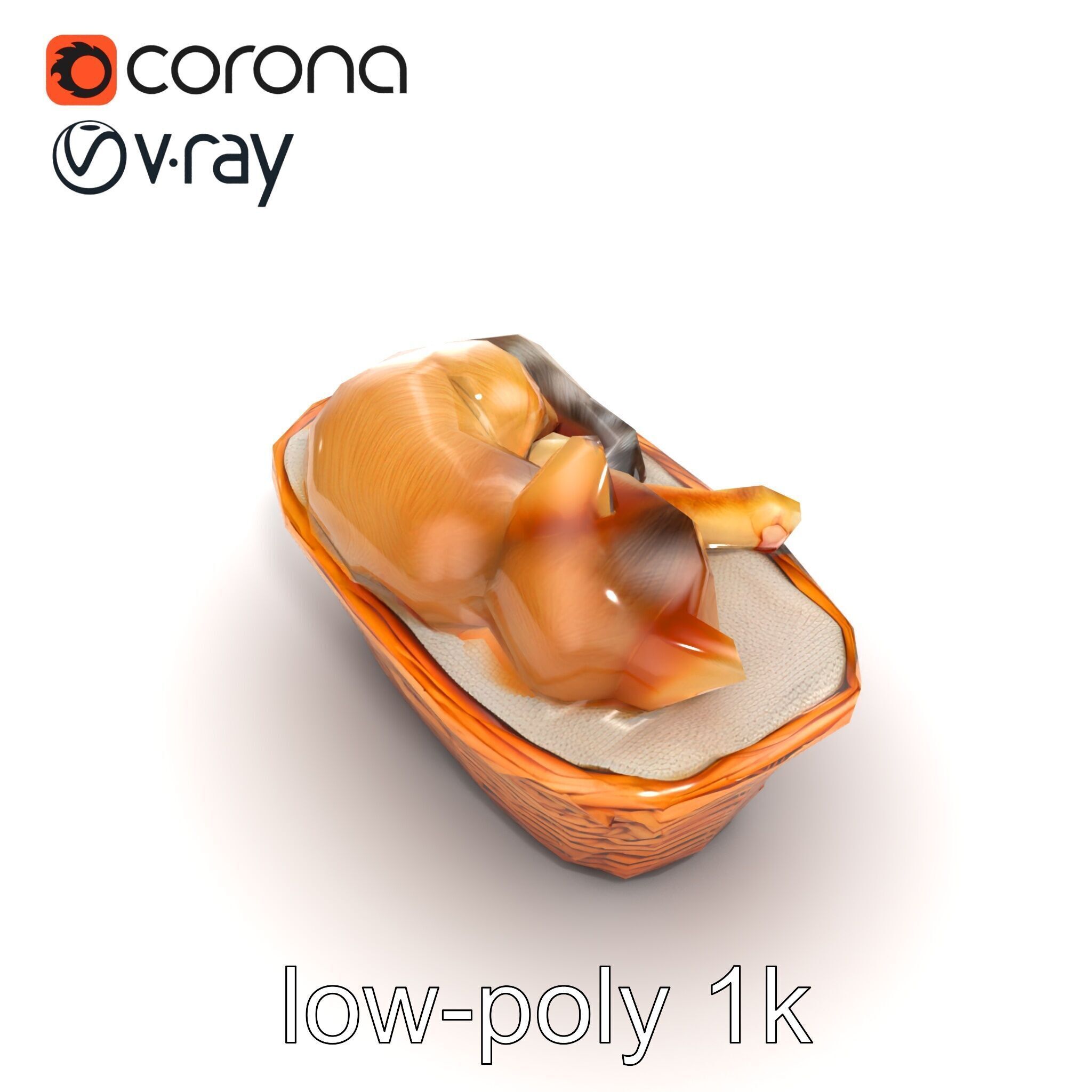 Sleeping Cat in Basket Luxurious model pack Low-poly 3D model_26