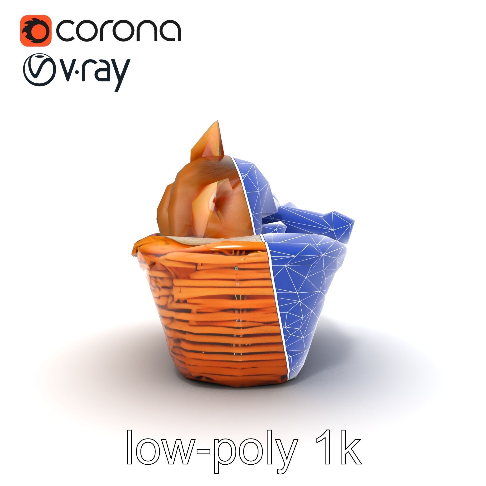 Sleeping Cat in Basket Luxurious model pack Low-poly 3D model_18
