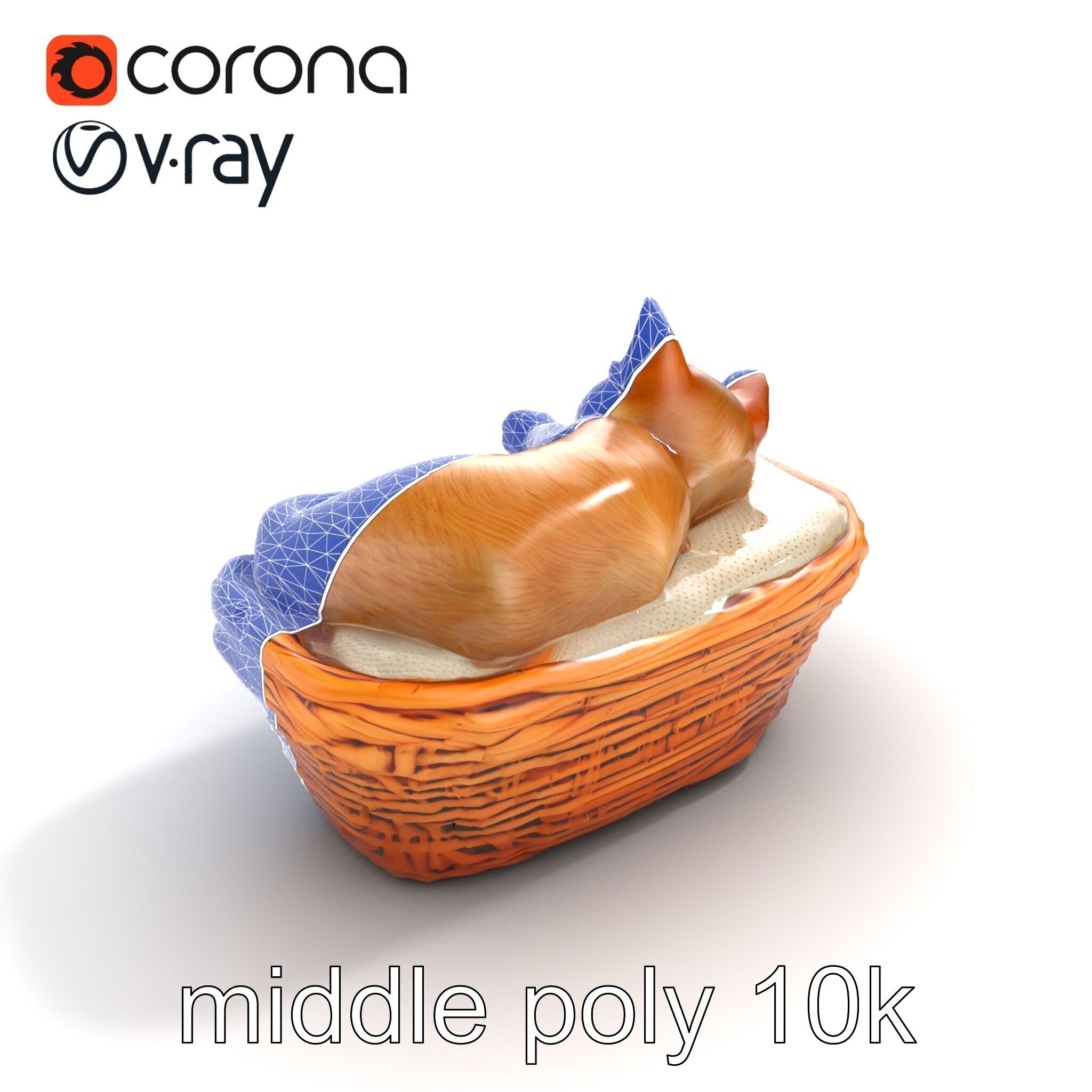 Sleeping Cat in Basket Luxurious model pack Low-poly 3D model_11