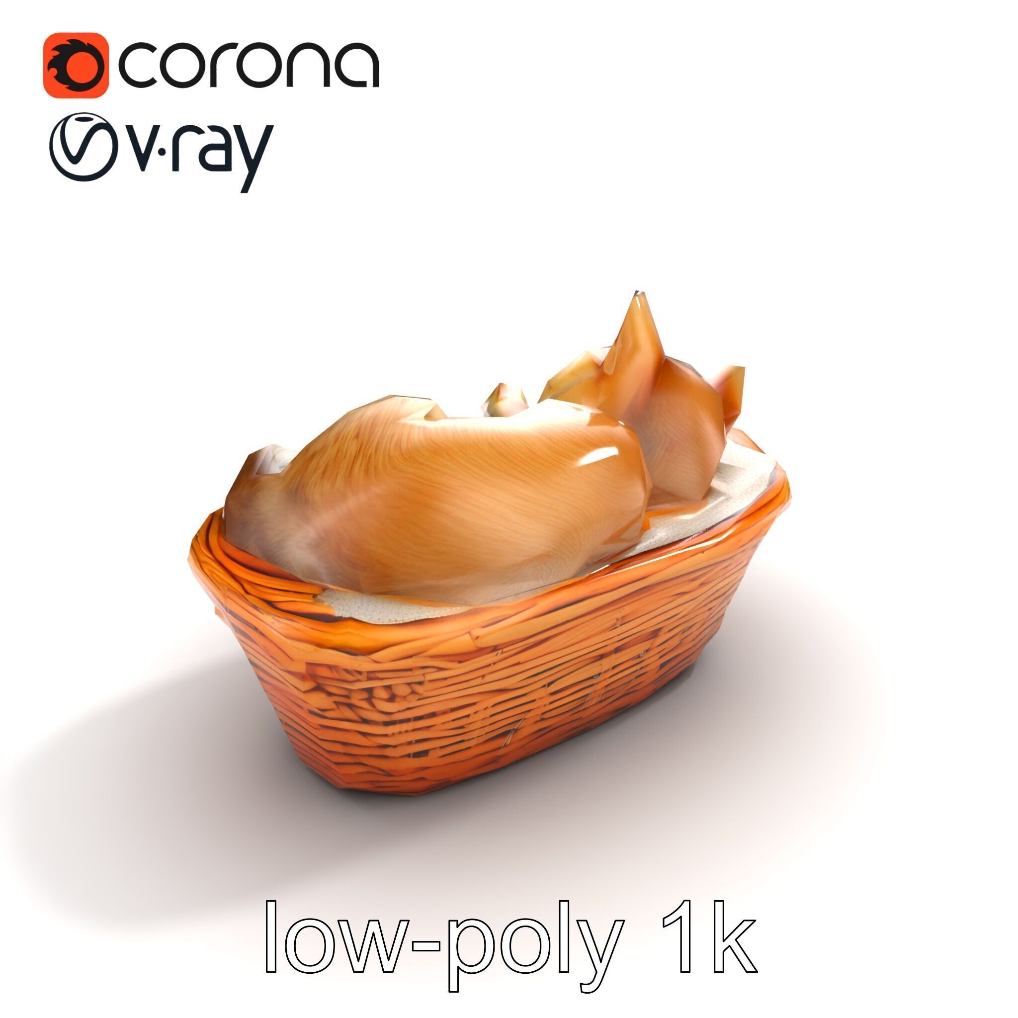 Sleeping Cat in Basket Luxurious model pack Low-poly 3D model_9