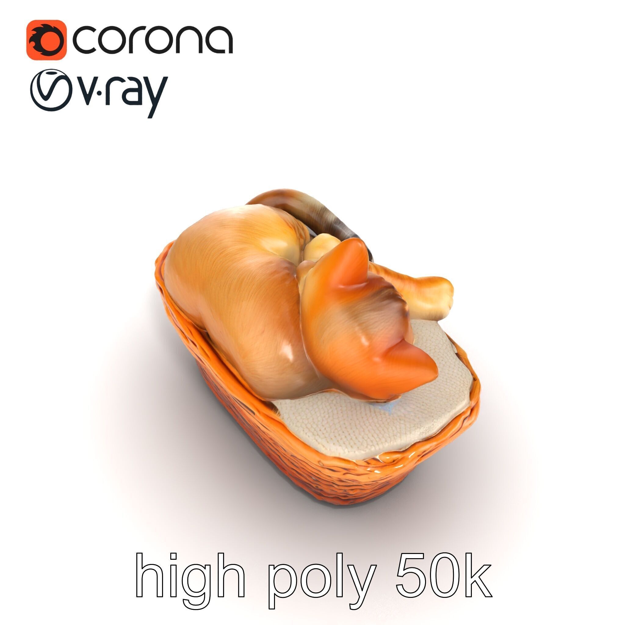 Sleeping Cat in Basket Luxurious model pack Low-poly 3D model_28