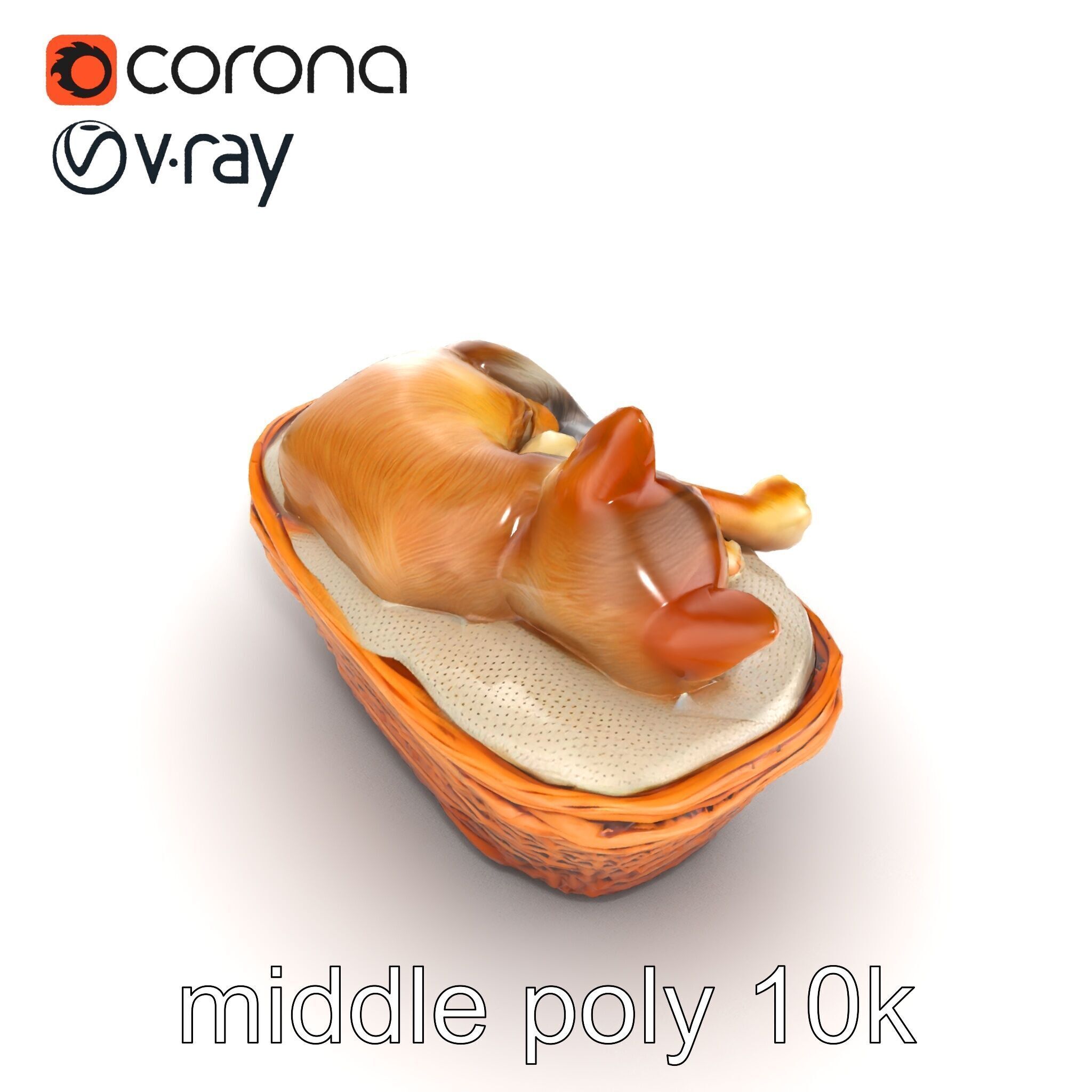 Sleeping Cat in Basket Luxurious model pack Low-poly 3D model_21