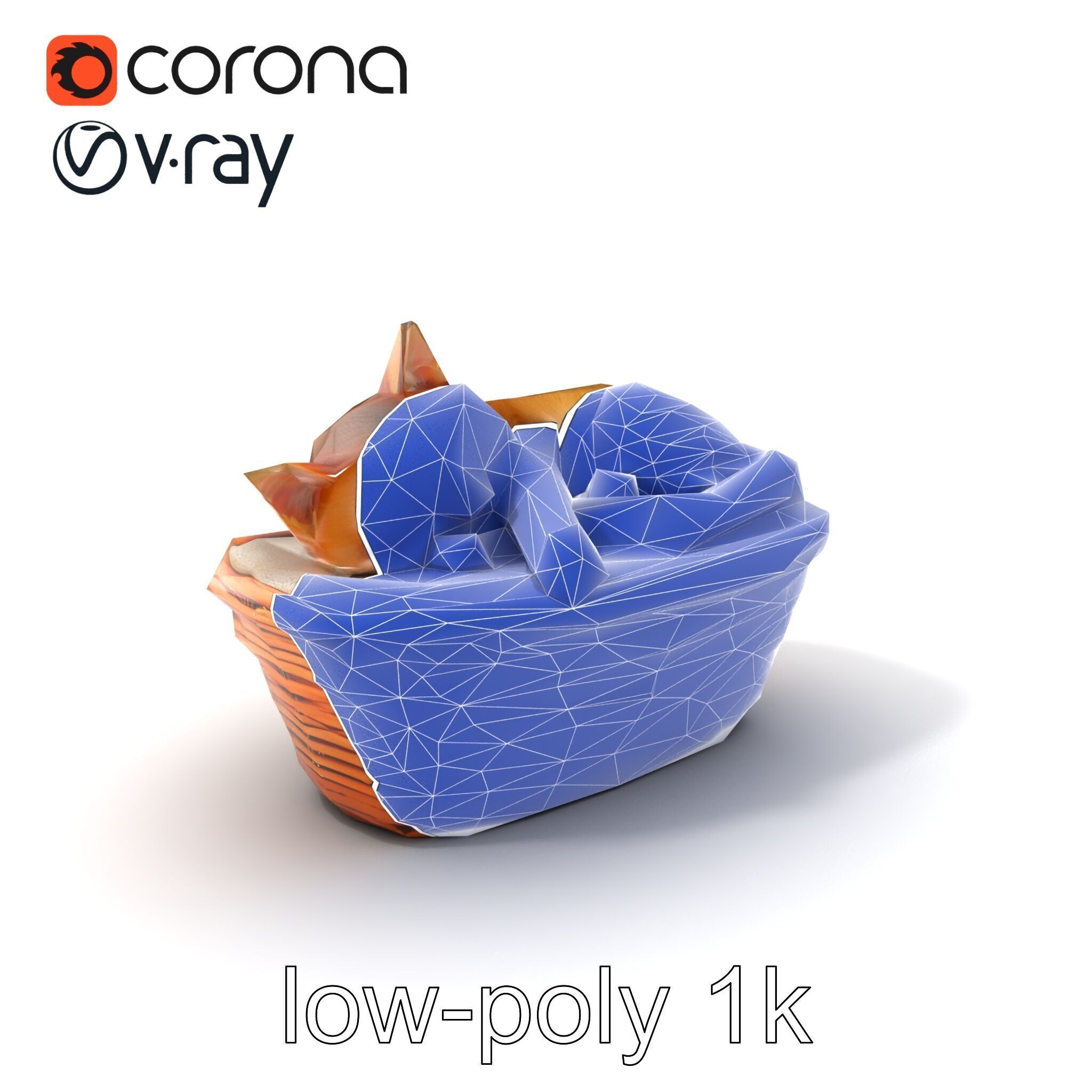 Sleeping Cat in Basket Luxurious model pack Low-poly 3D model_7