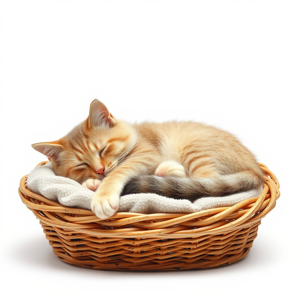Sleeping Cat in Basket Luxurious model pack Low-poly 3D model_4