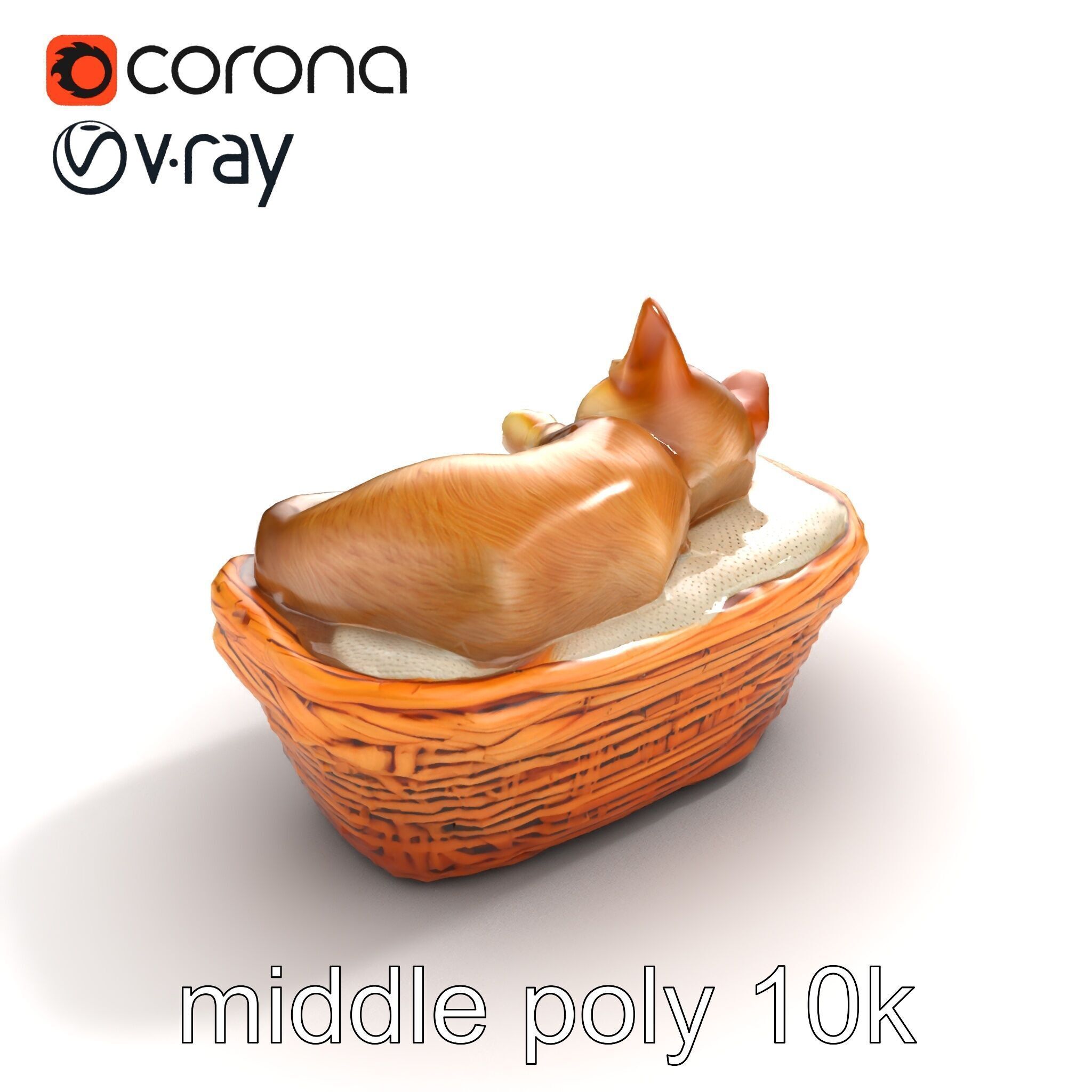 Sleeping Cat in Basket Luxurious model pack Low-poly 3D model_8