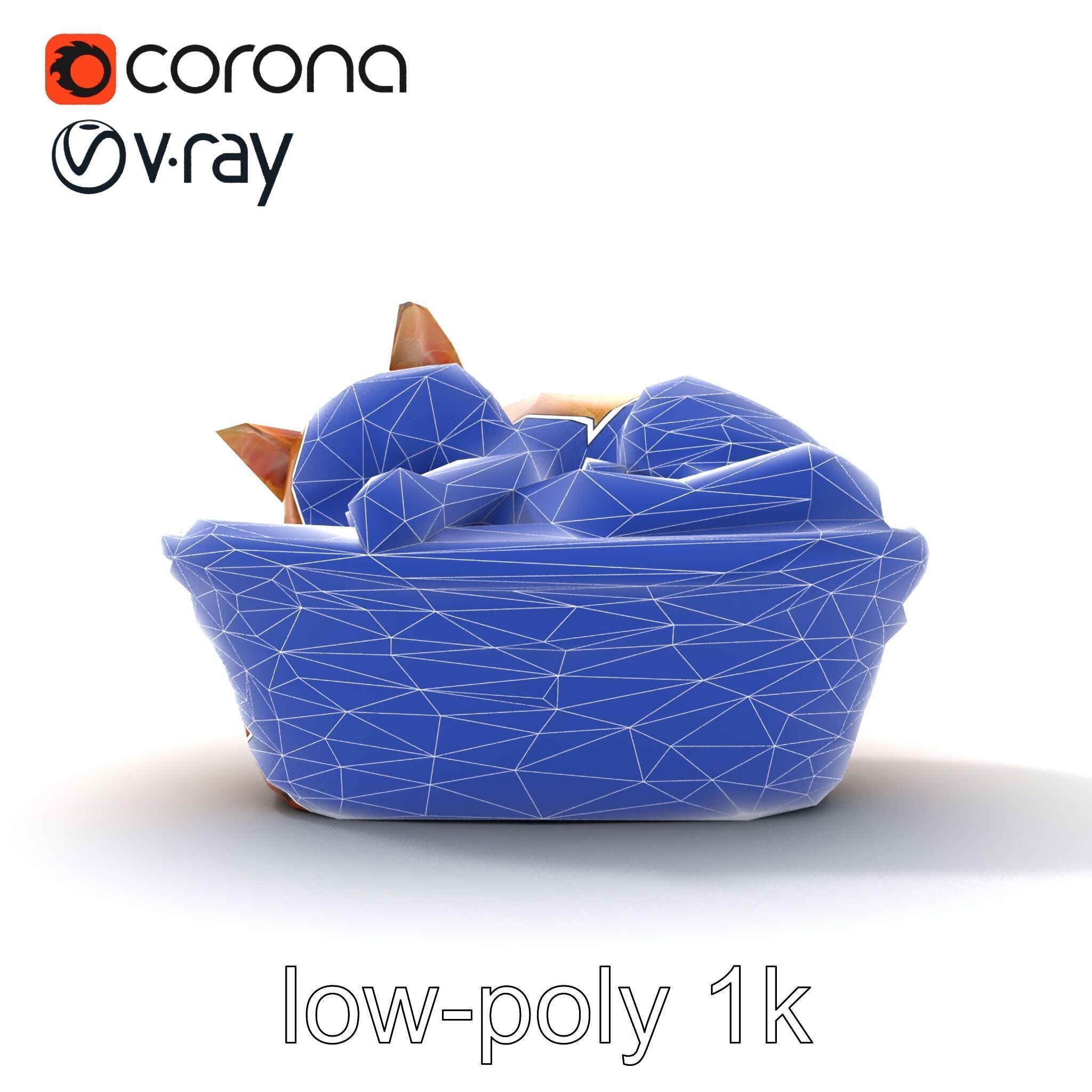 Sleeping Cat in Basket Luxurious model pack Low-poly 3D model_23