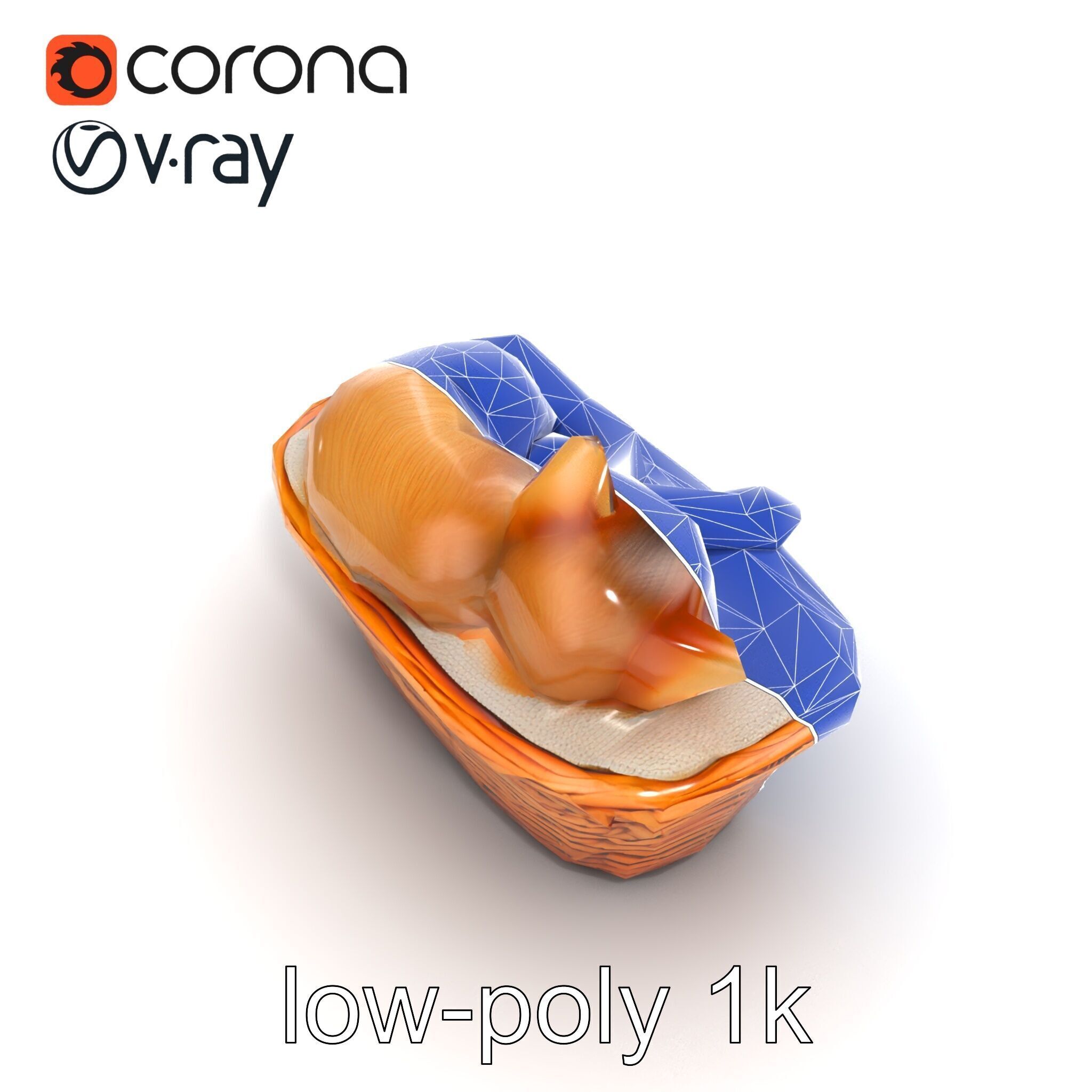 Sleeping Cat in Basket Luxurious model pack Low-poly 3D model_32