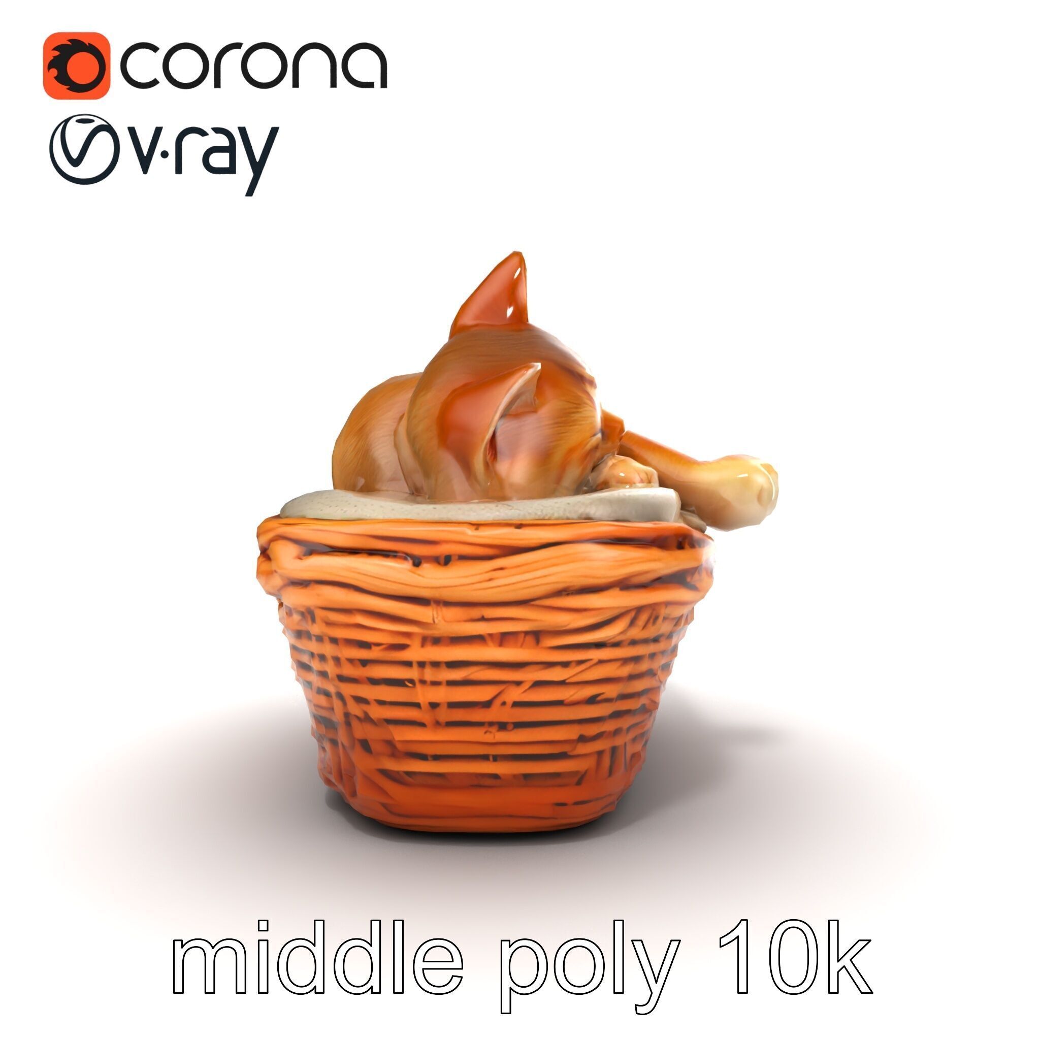Sleeping Cat in Basket Luxurious model pack Low-poly 3D model_29