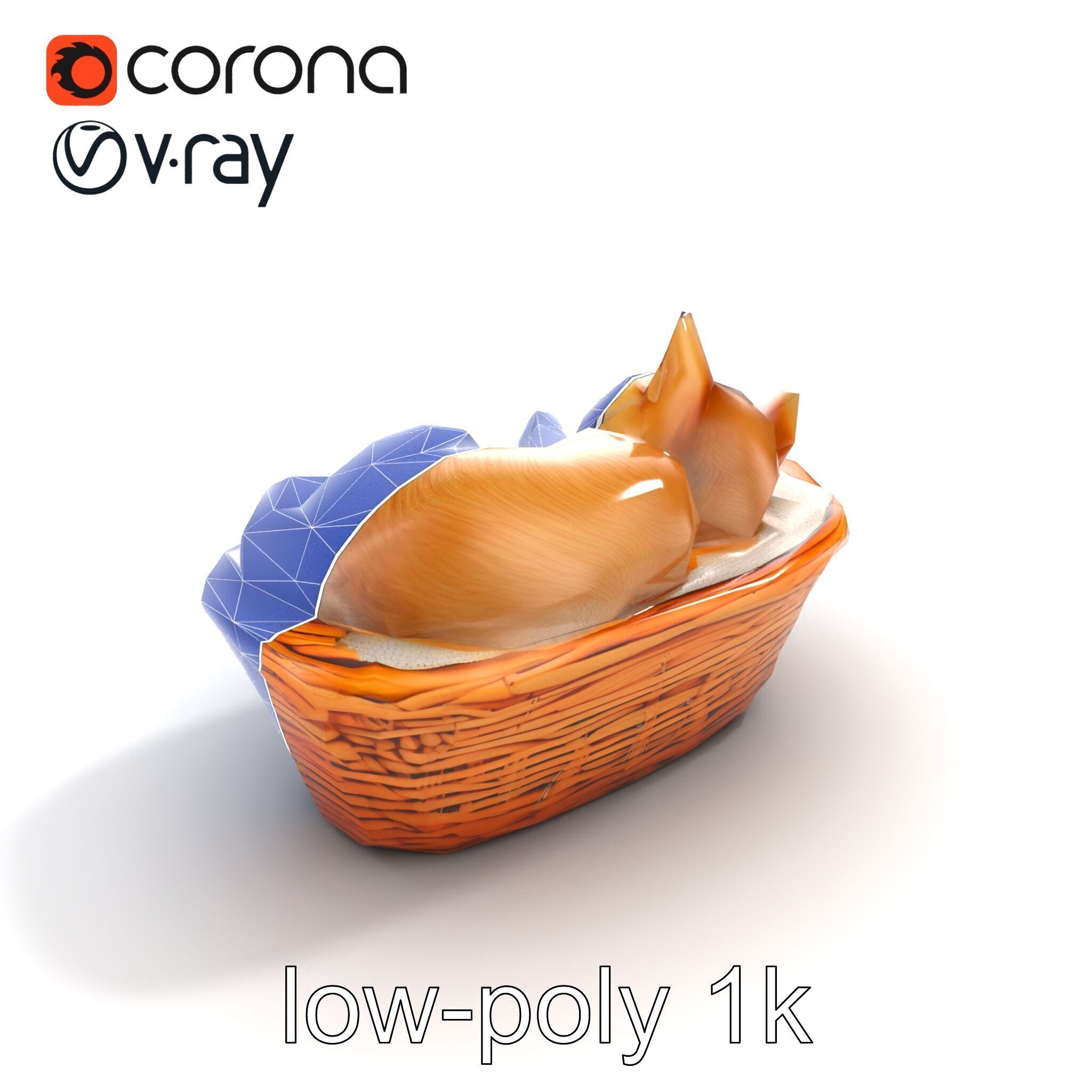 Sleeping Cat in Basket Luxurious model pack Low-poly 3D model_15