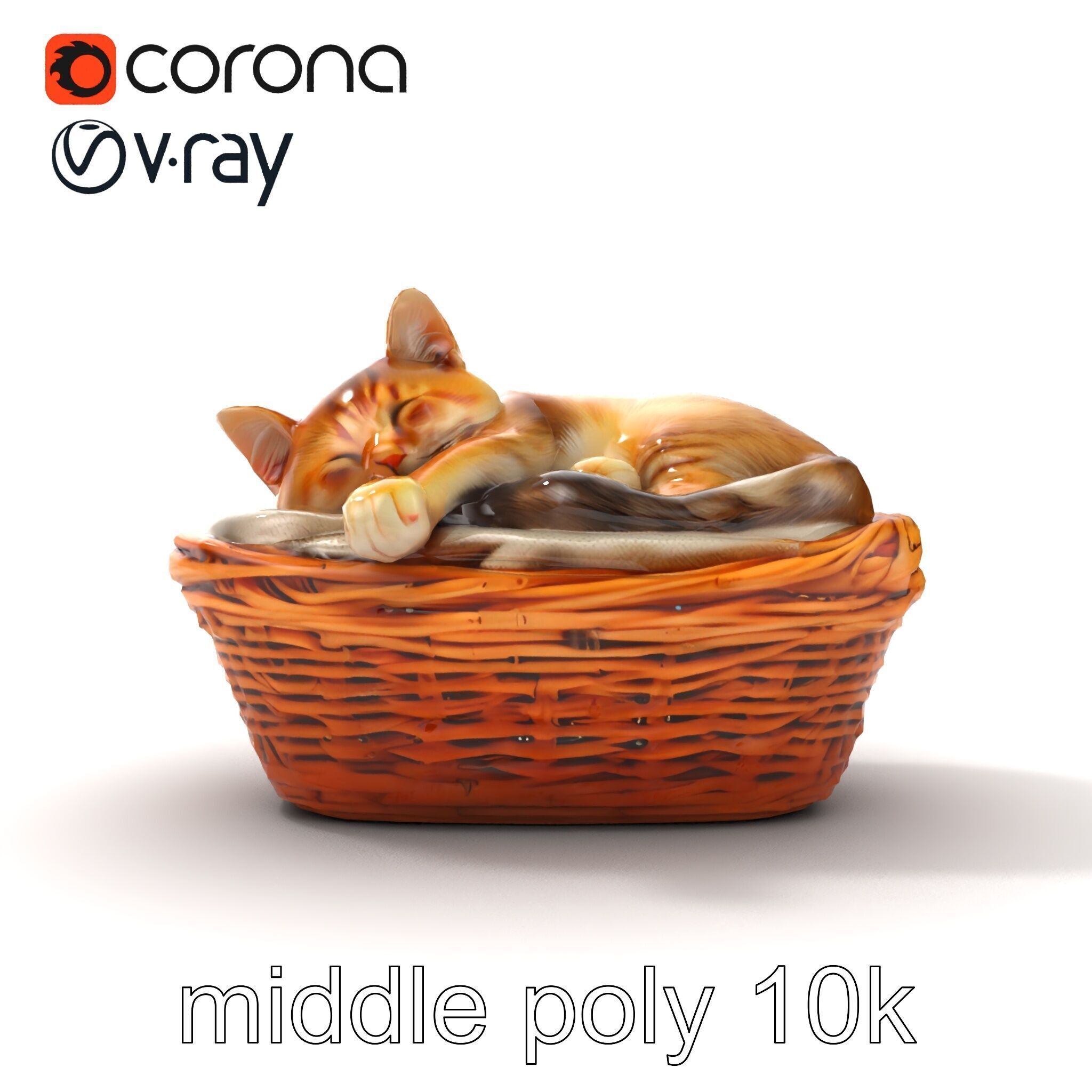 Sleeping Cat in Basket Luxurious model pack Low-poly 3D model_22