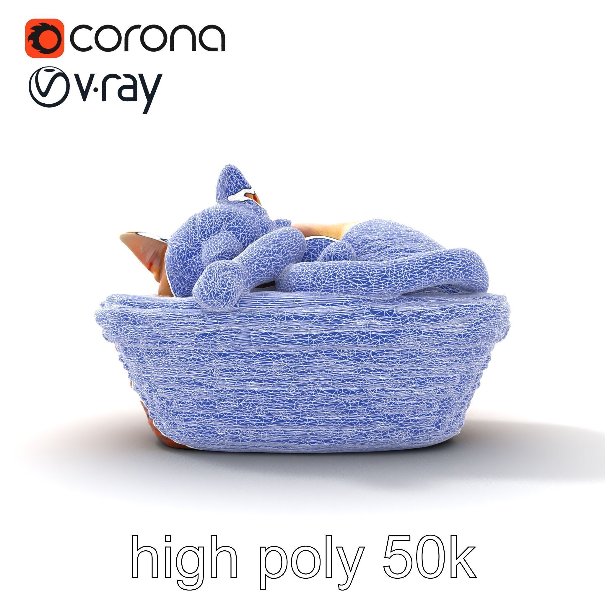 Sleeping Cat in Basket Luxurious model pack Low-poly 3D model_30