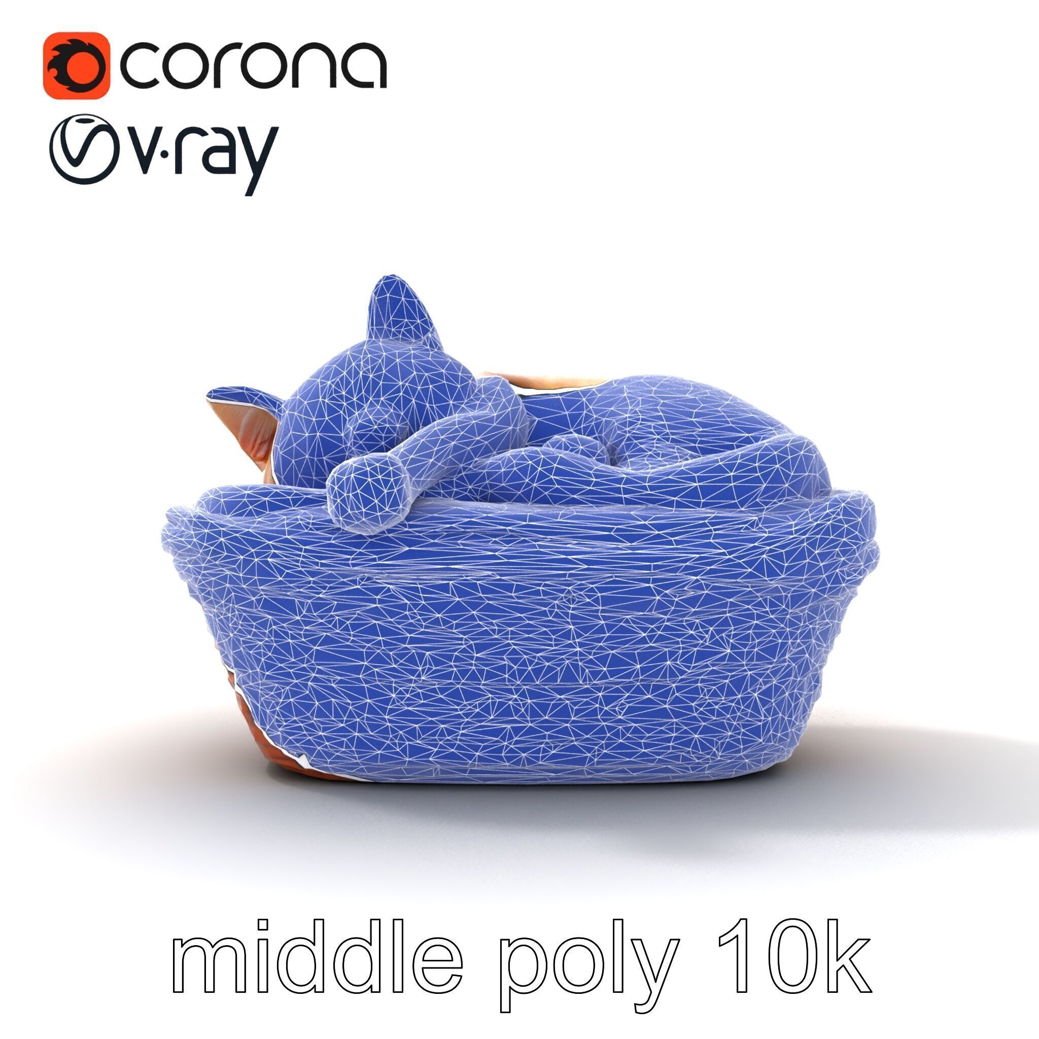 Sleeping Cat in Basket Luxurious model pack Low-poly 3D model_24