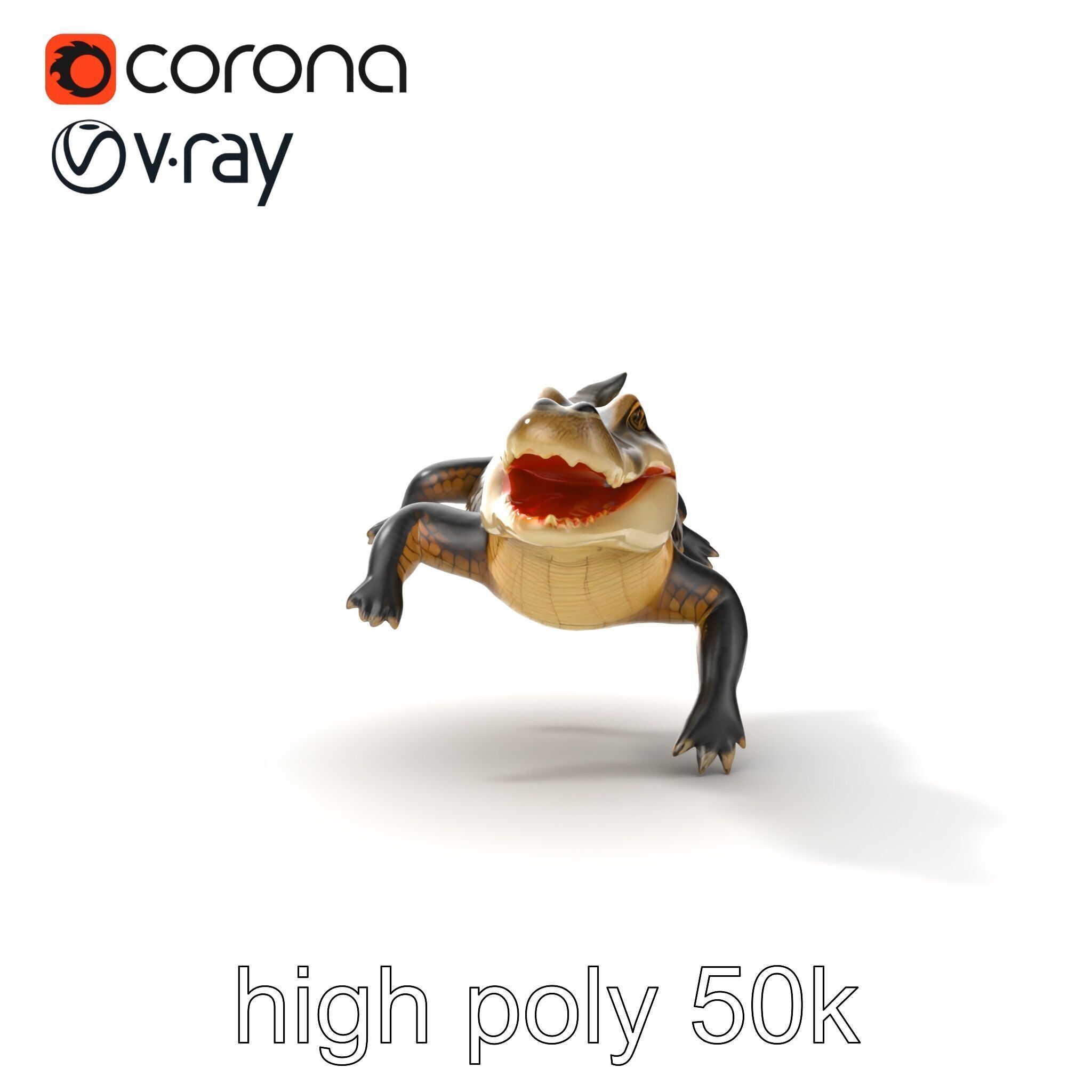 Alligator Broad Snout Realistic Sculpture model pack Low-poly 3D model_29