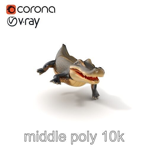 Alligator Broad Snout Realistic Sculpture model pack Low-poly 3D model
