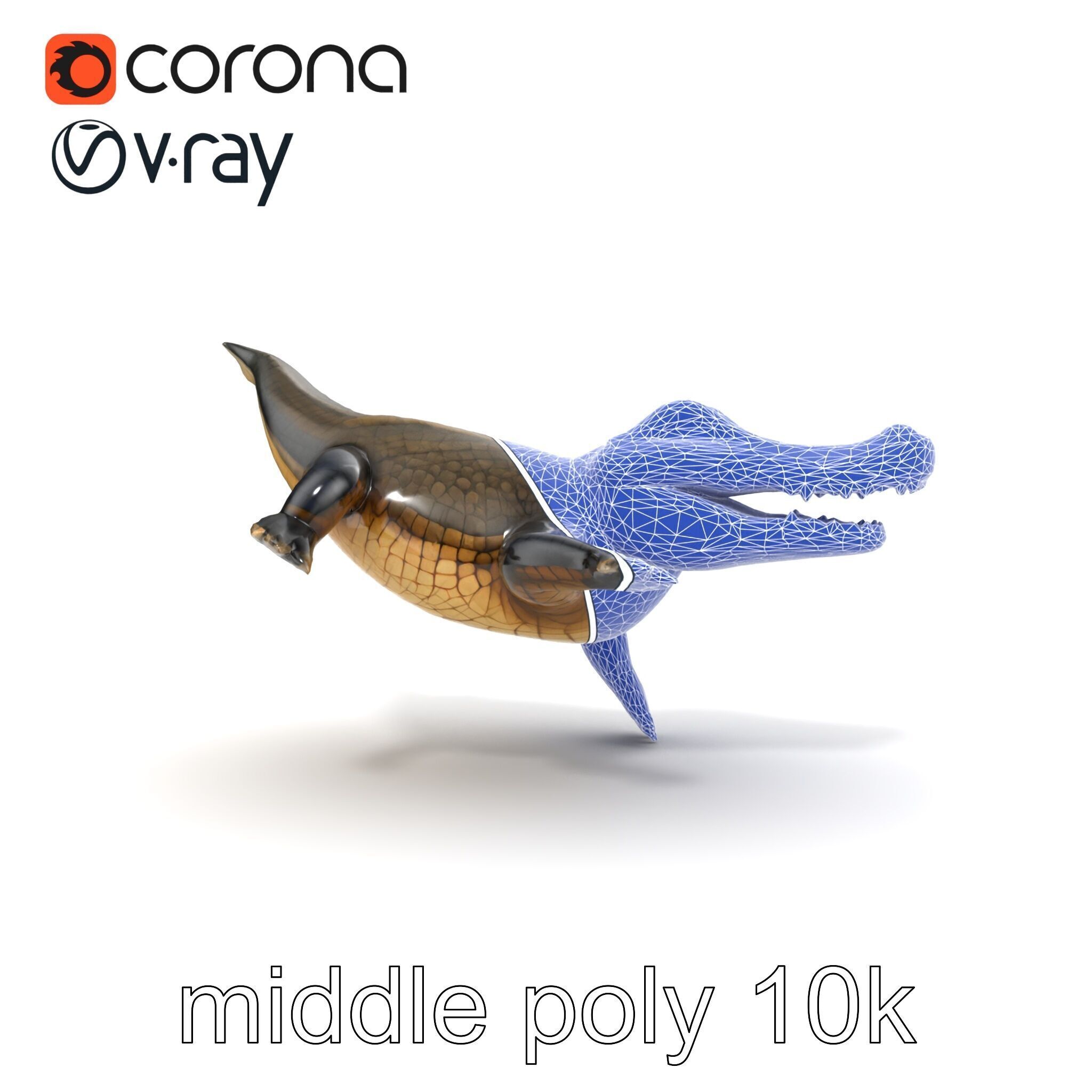 Alligator Broad Snout Realistic Sculpture model pack Low-poly 3D model_24